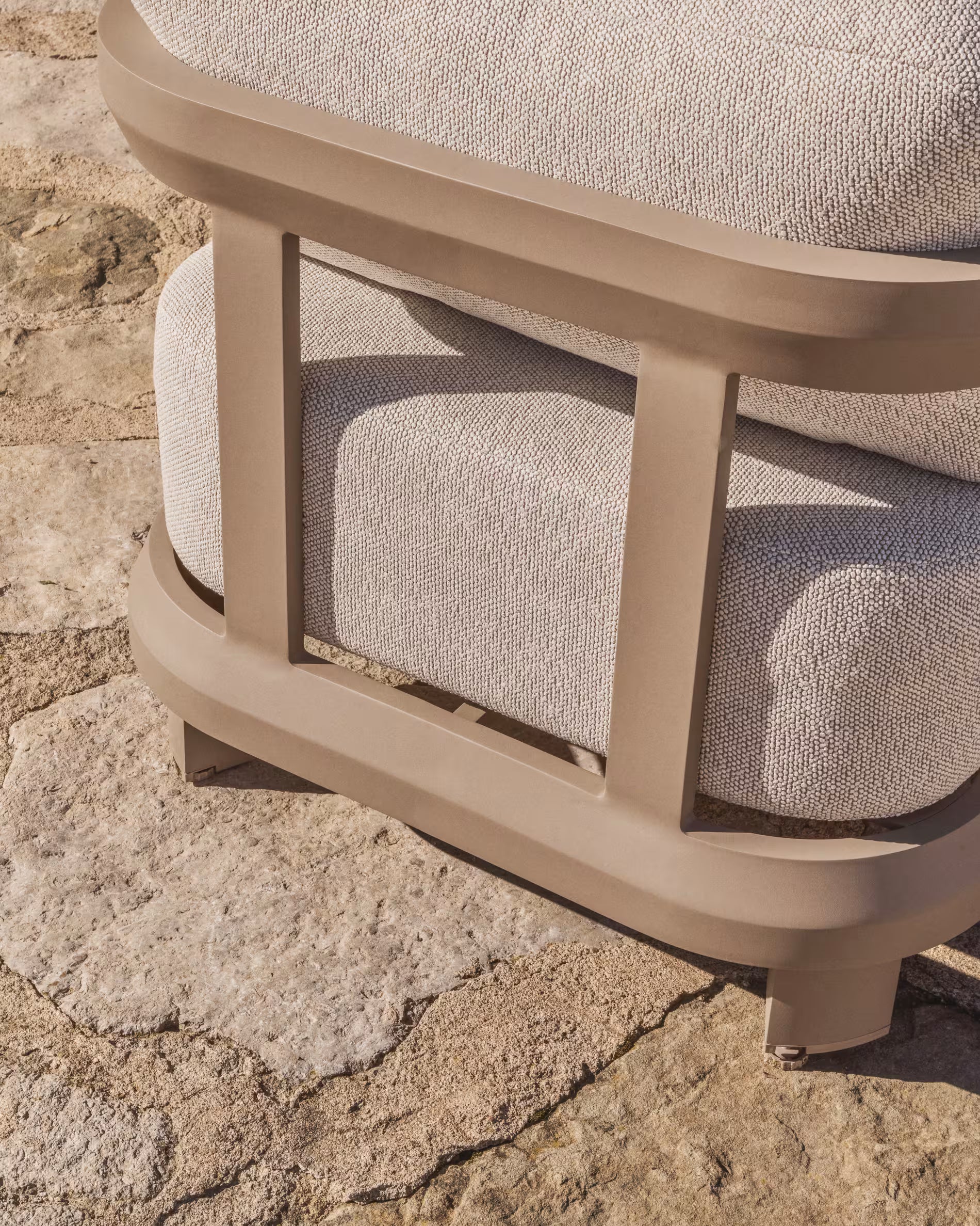 NERANO Light Beige Garden Armchair with Gray Beige Base