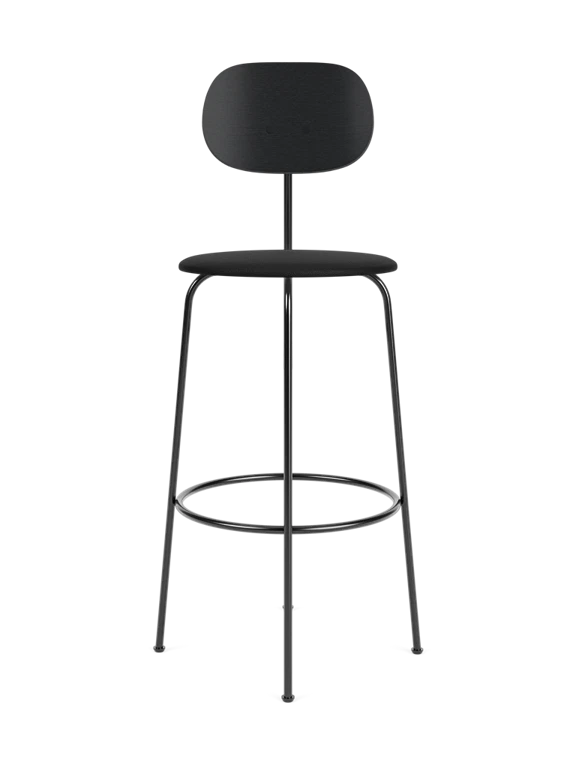 AFTEROOM PLUS black ash veneer stool with upholstered black seat