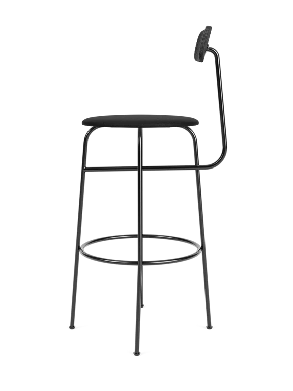 AFTEROOM black ash veneer stool with upholstered black seat