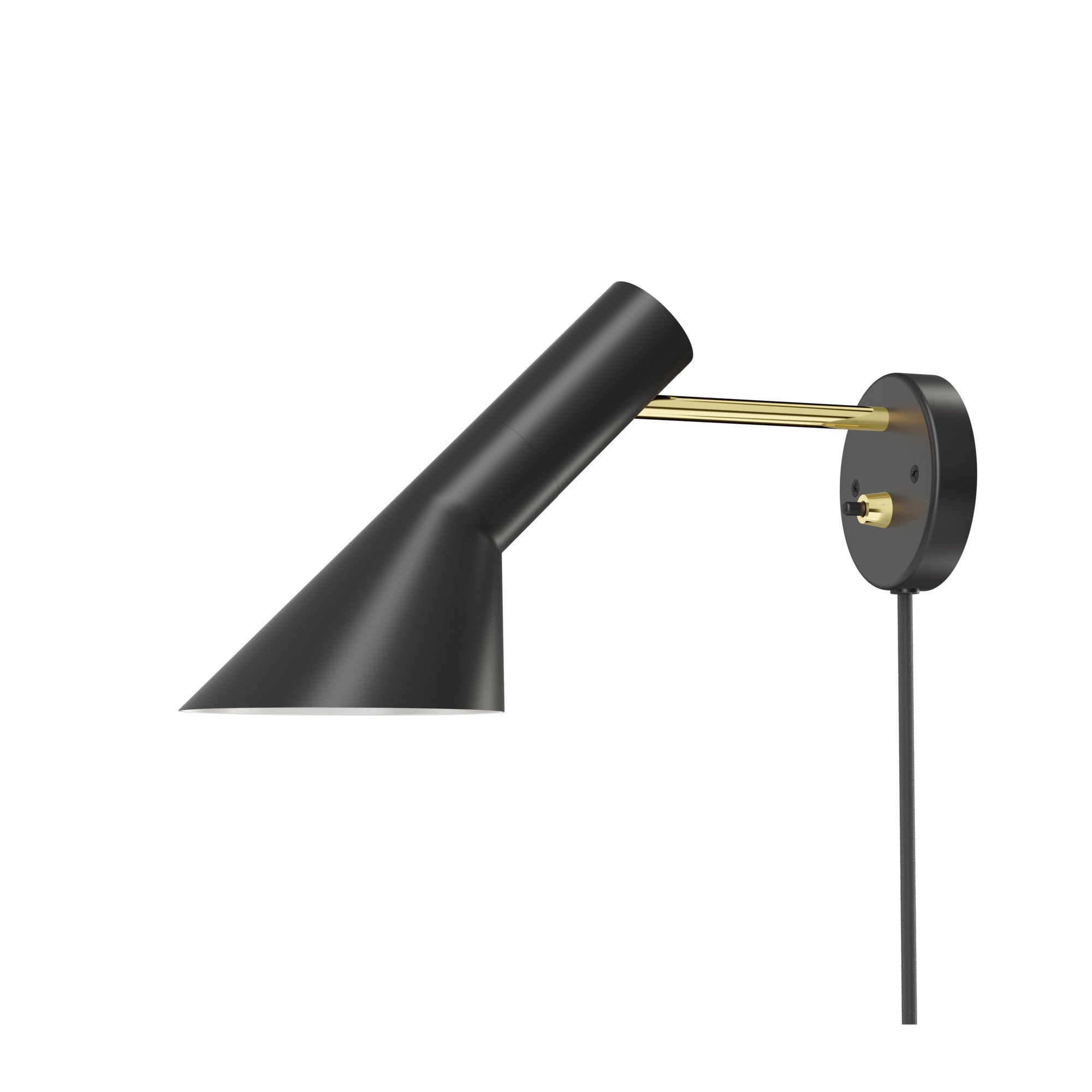Nástěnná lampa AJ černá s mosazným detailem