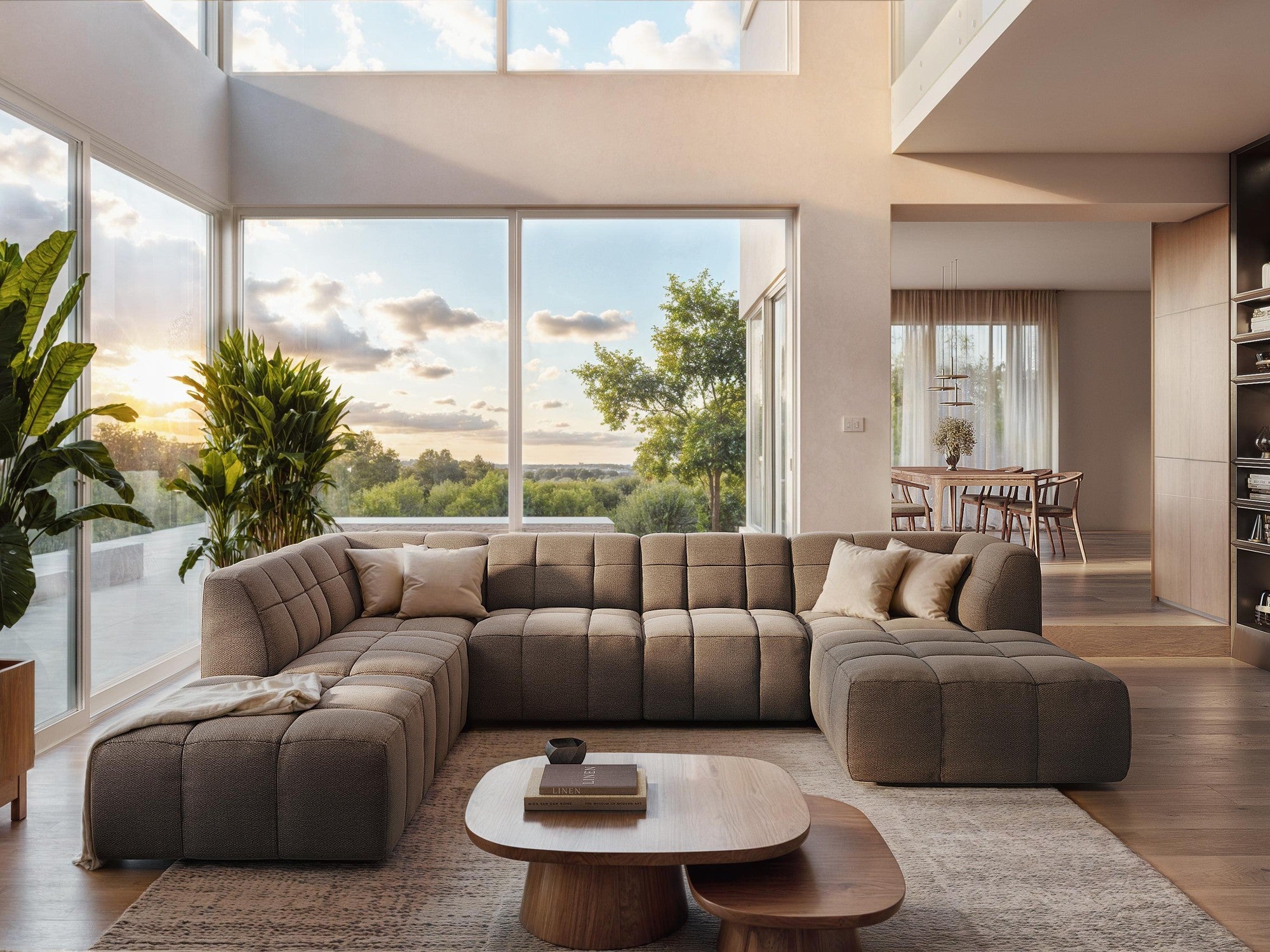 3-seater modular sofa ALOHA light gray boucle