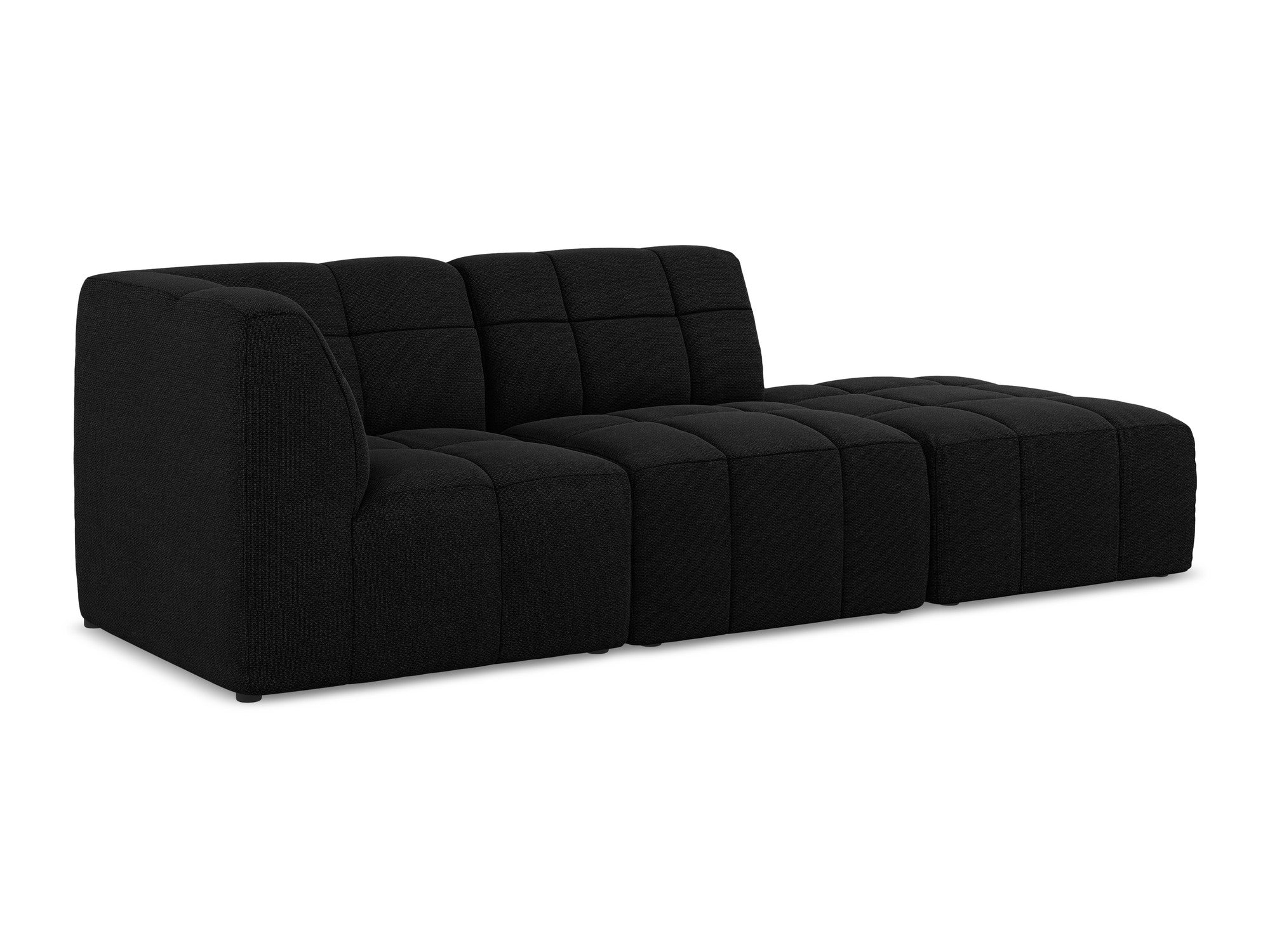 Left-facing open modular sofa ALOHA black boucle 3-seater