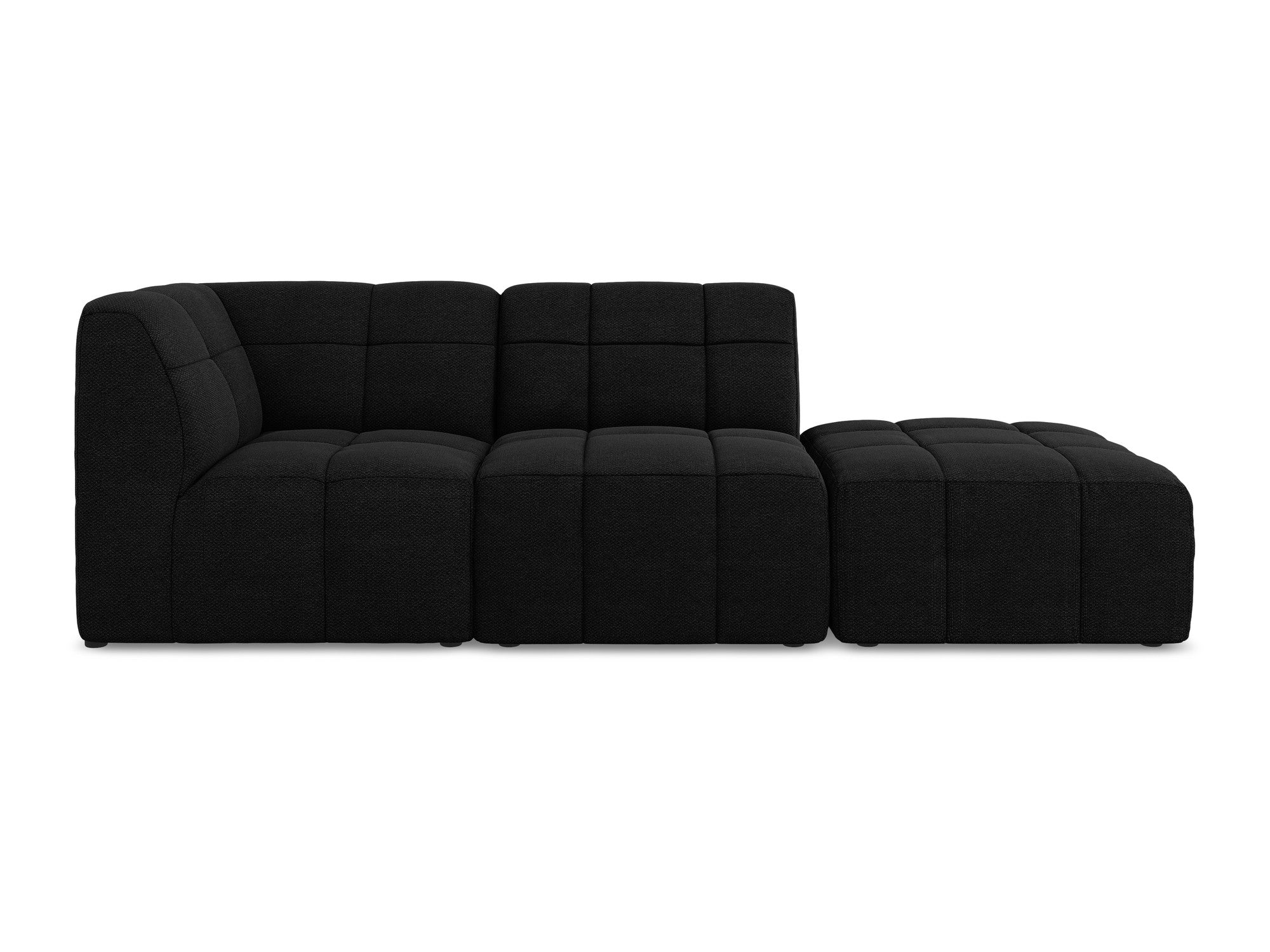 Left-facing open modular sofa ALOHA black boucle 3-seater