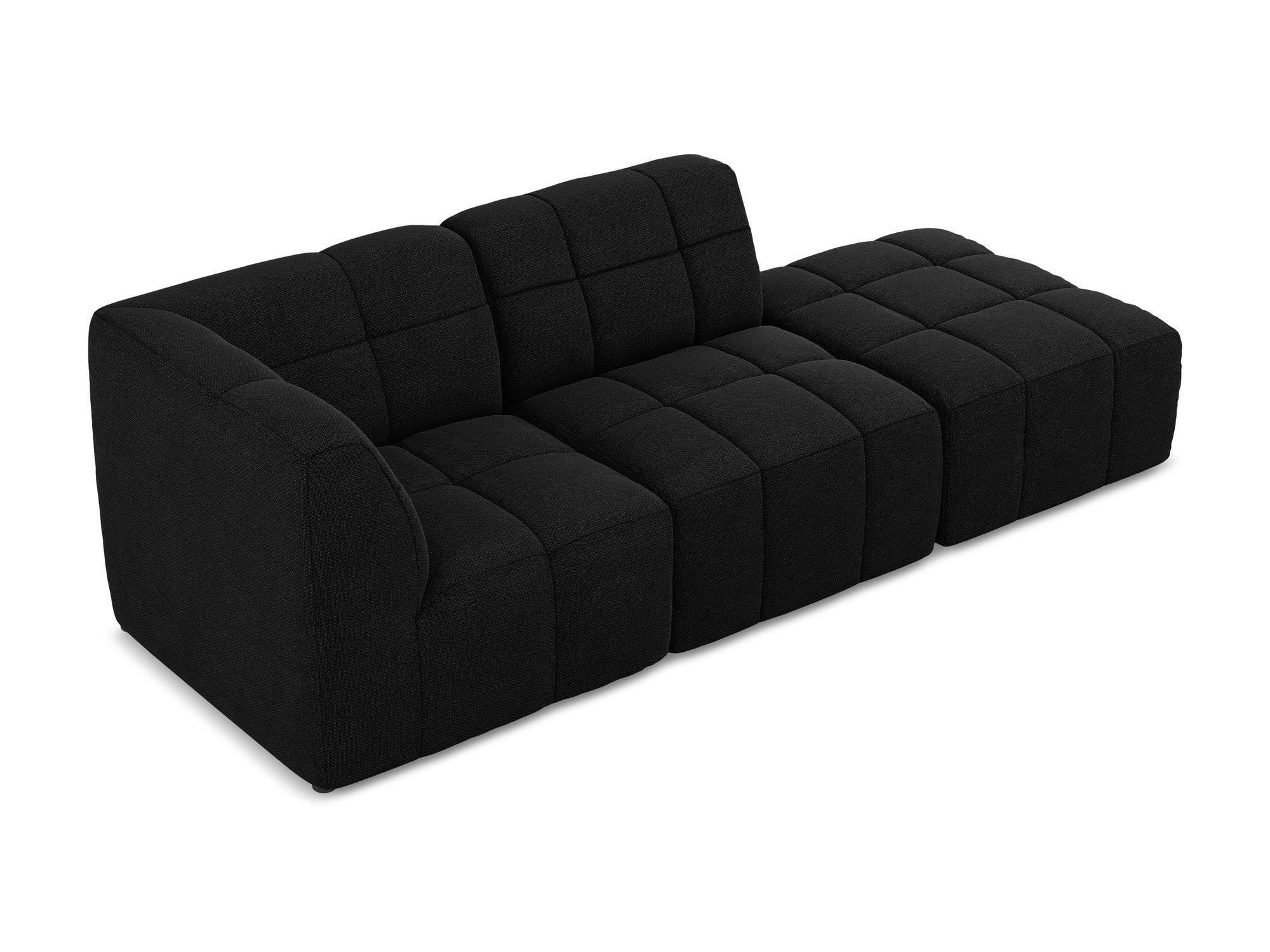 Left-facing open modular sofa ALOHA black boucle 3-seater