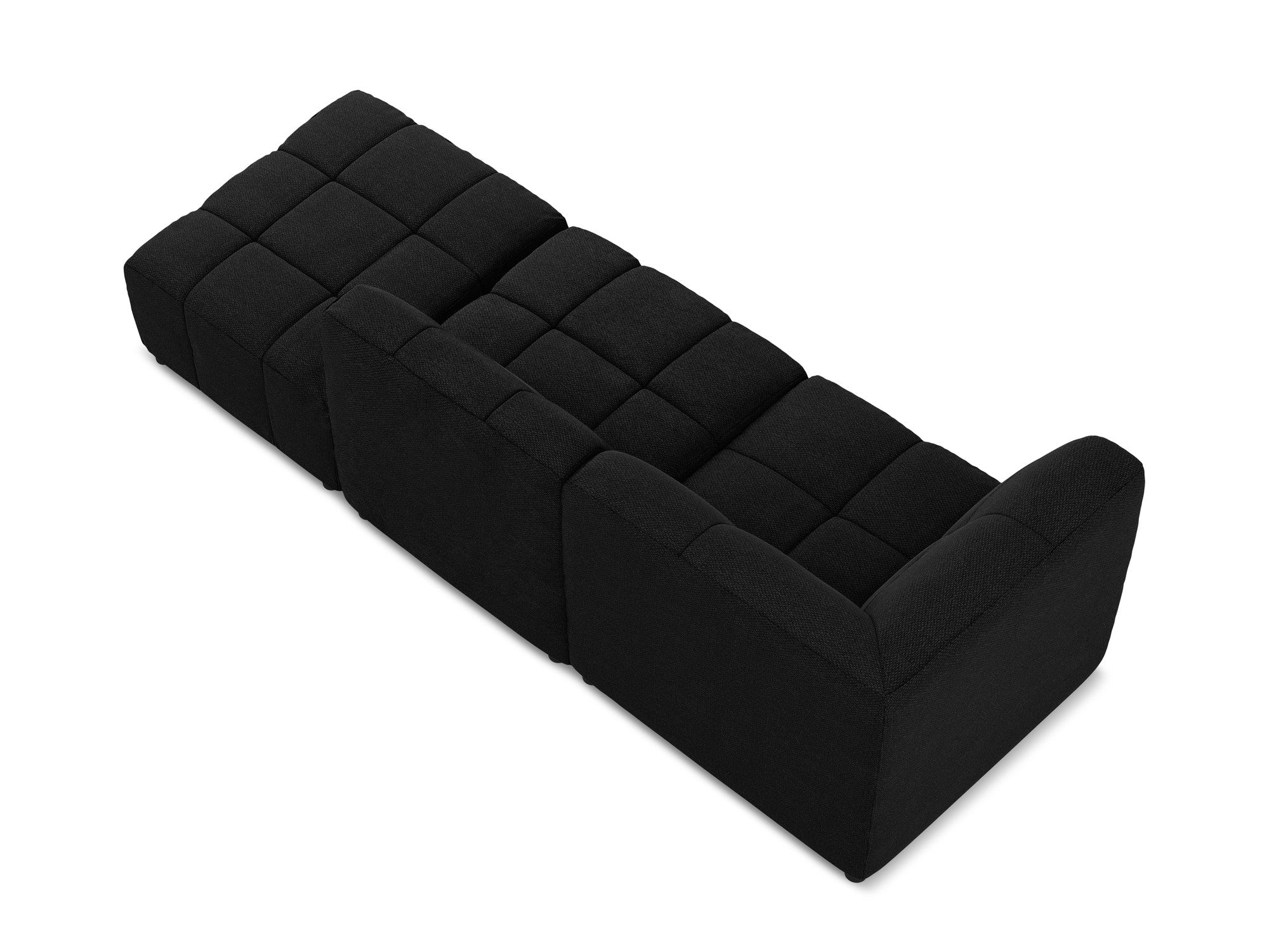 Left-facing open modular sofa ALOHA black boucle 3-seater