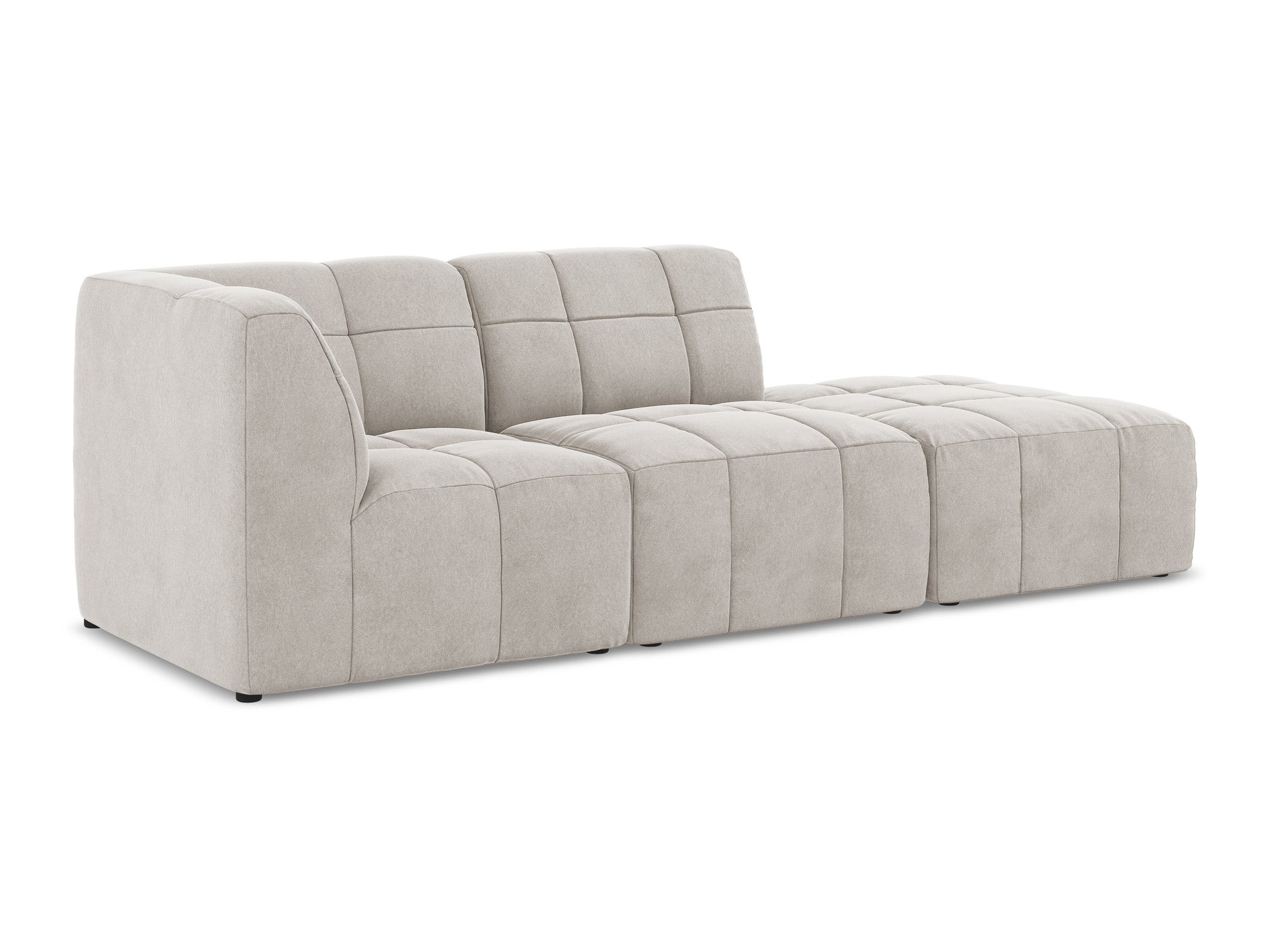 Left-facing open velvet modular sofa for 3 people ALOHA light beige
