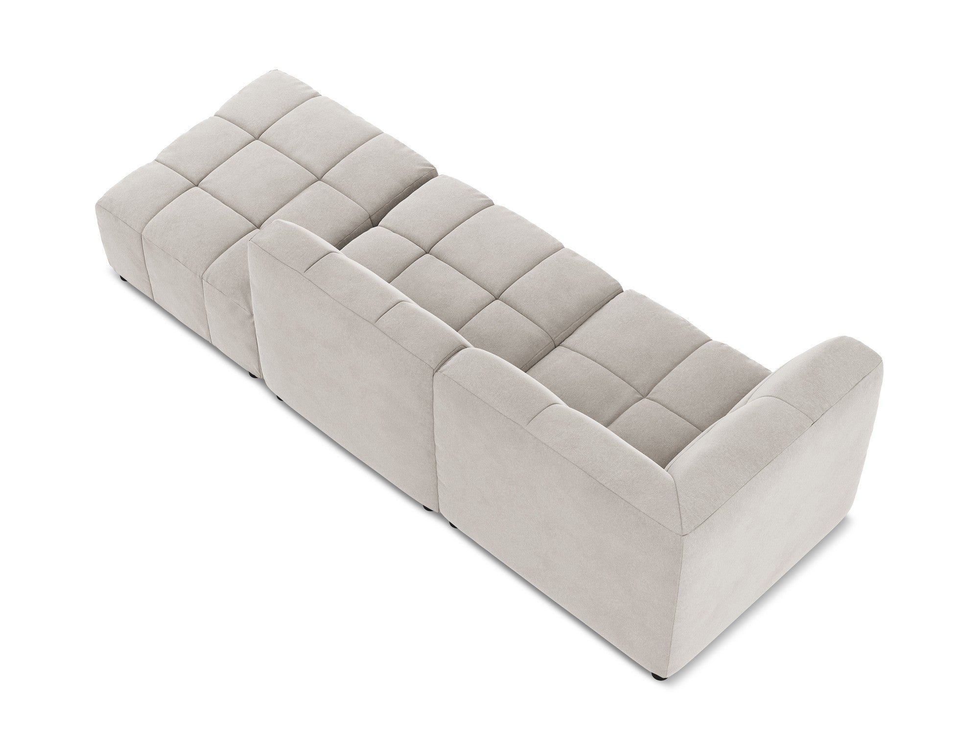 Left-facing open velvet modular sofa for 3 people ALOHA light beige