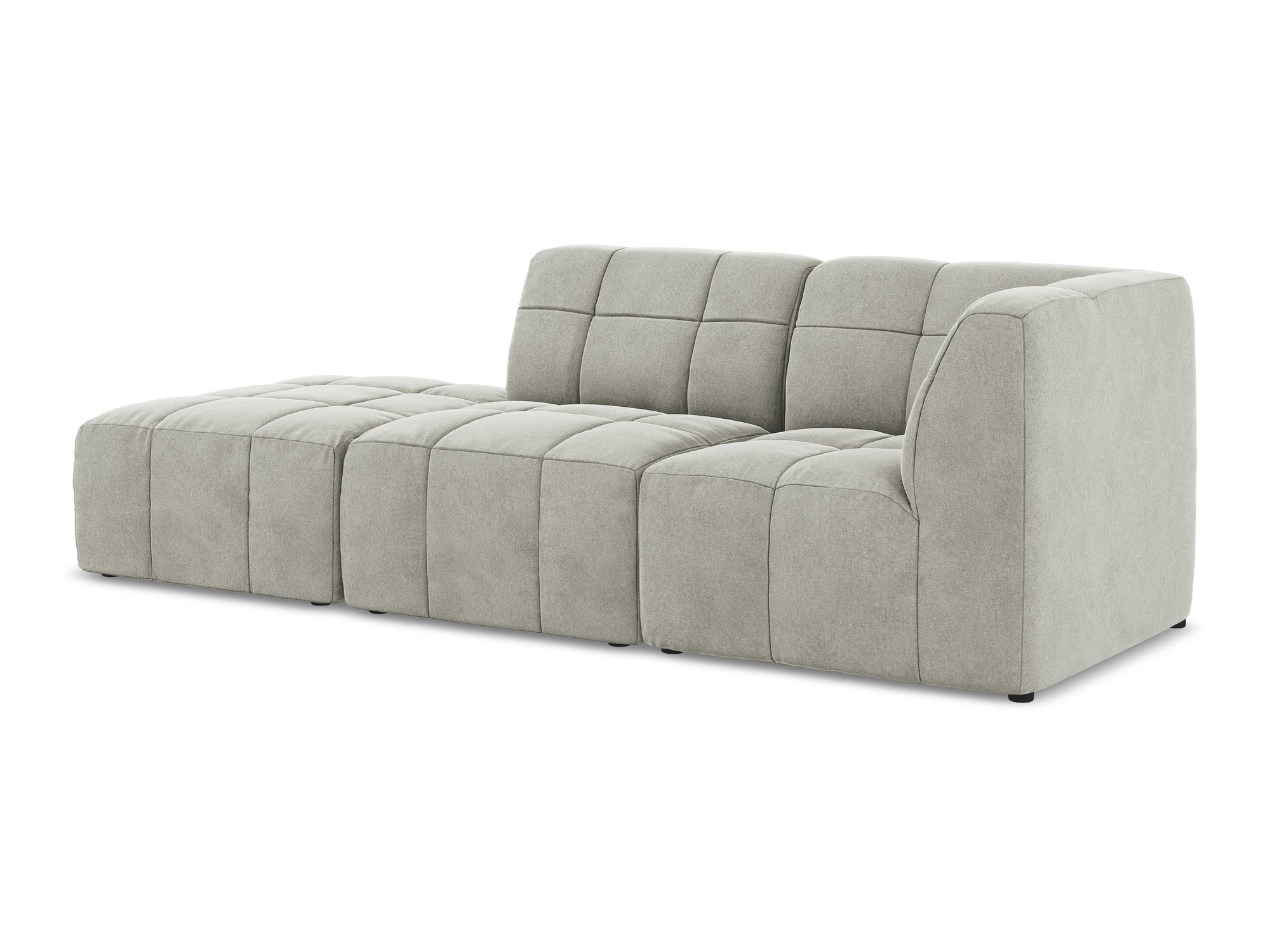 Sofa modulární sametová pravostranná otevřená 3-místná ALOHA světle šedá