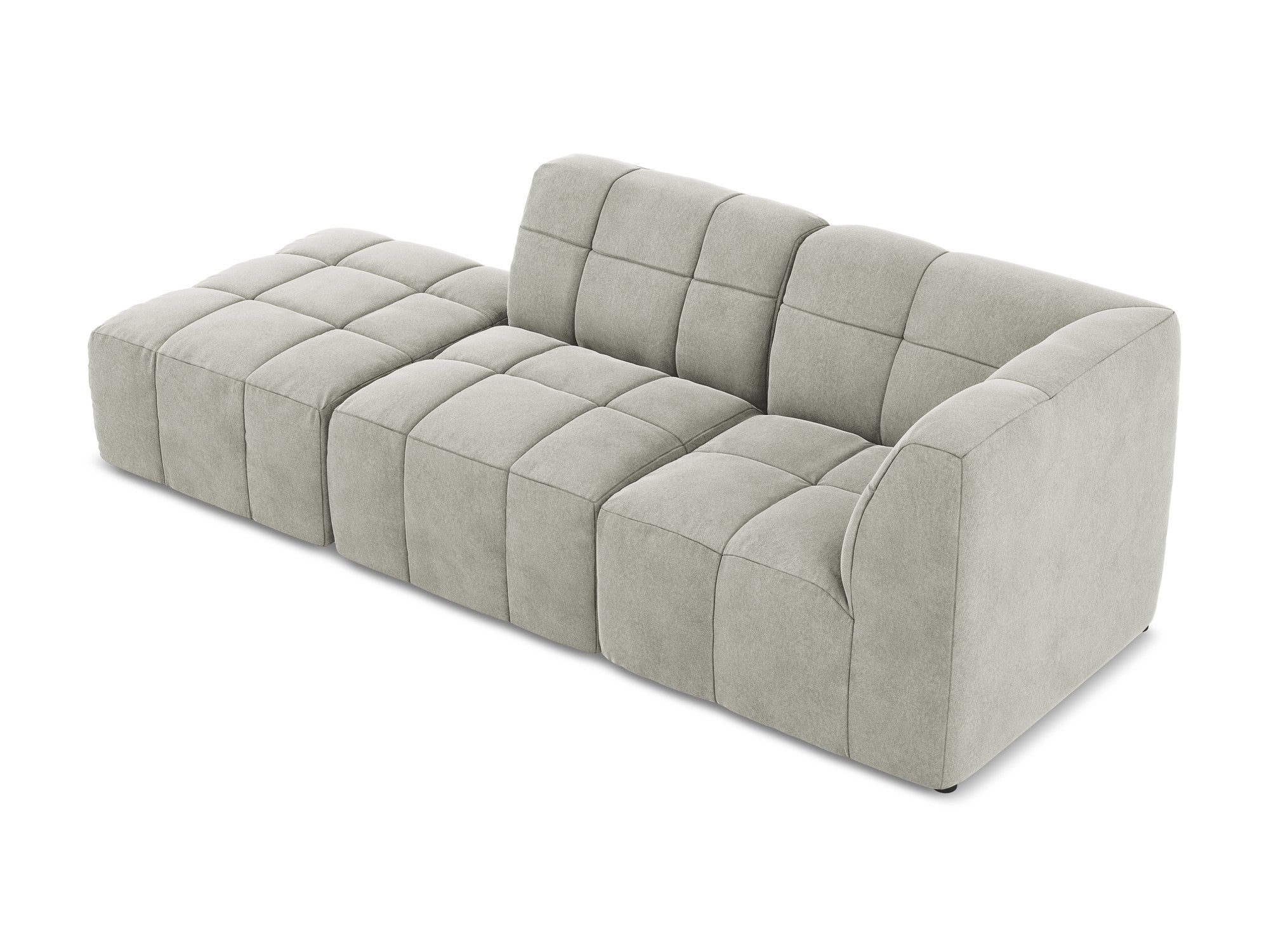 Sofa modulární sametová pravostranná otevřená 3-místná ALOHA světle šedá