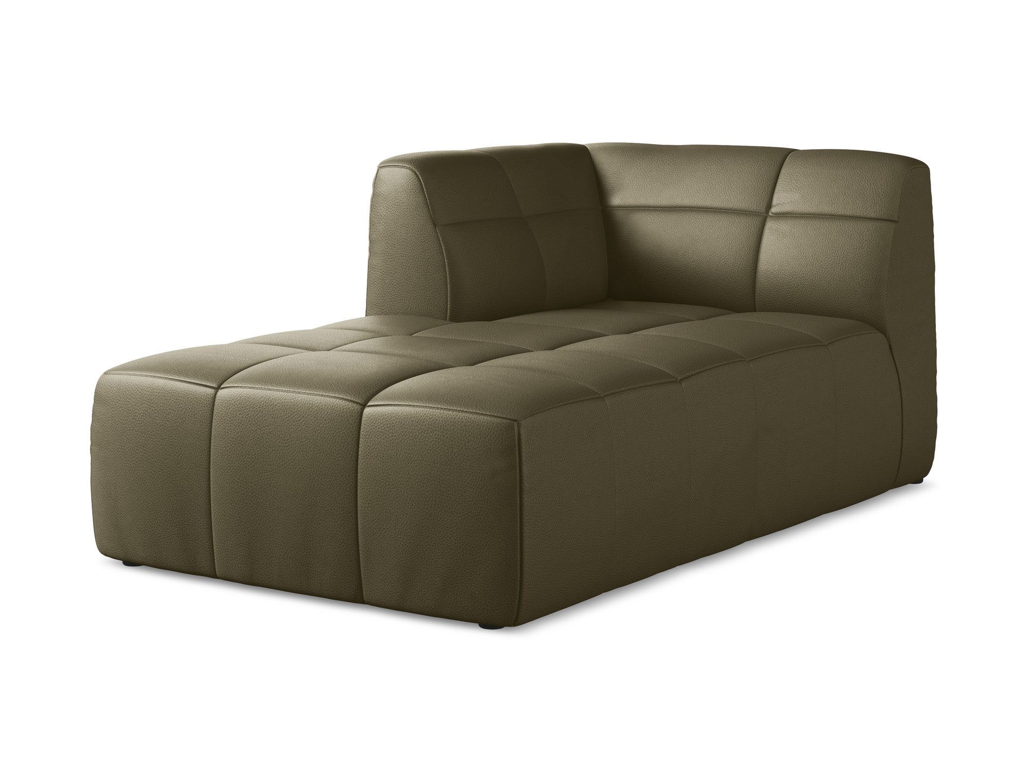 Left-facing ALOHA chaise lounge in olive eco-leather