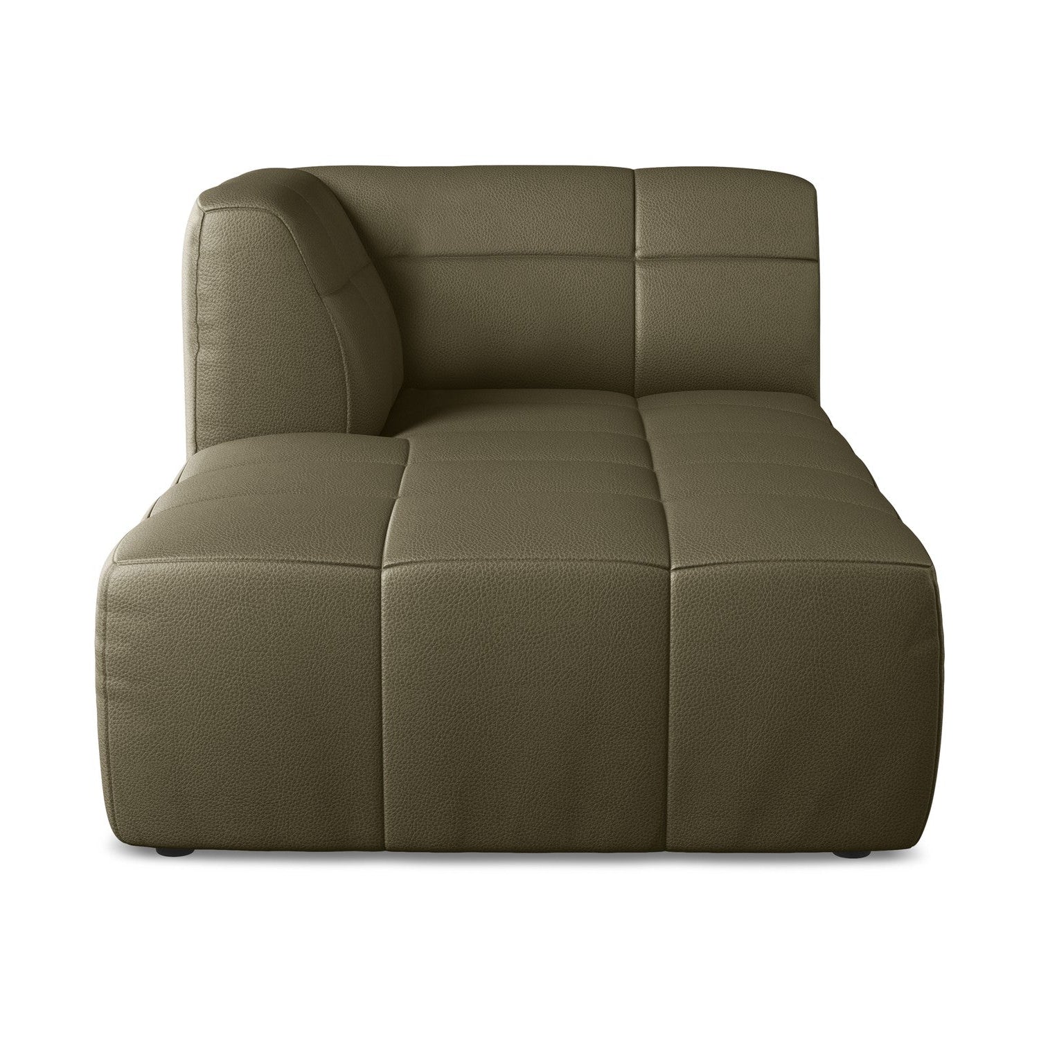 Left-facing ALOHA chaise lounge in olive eco-leather