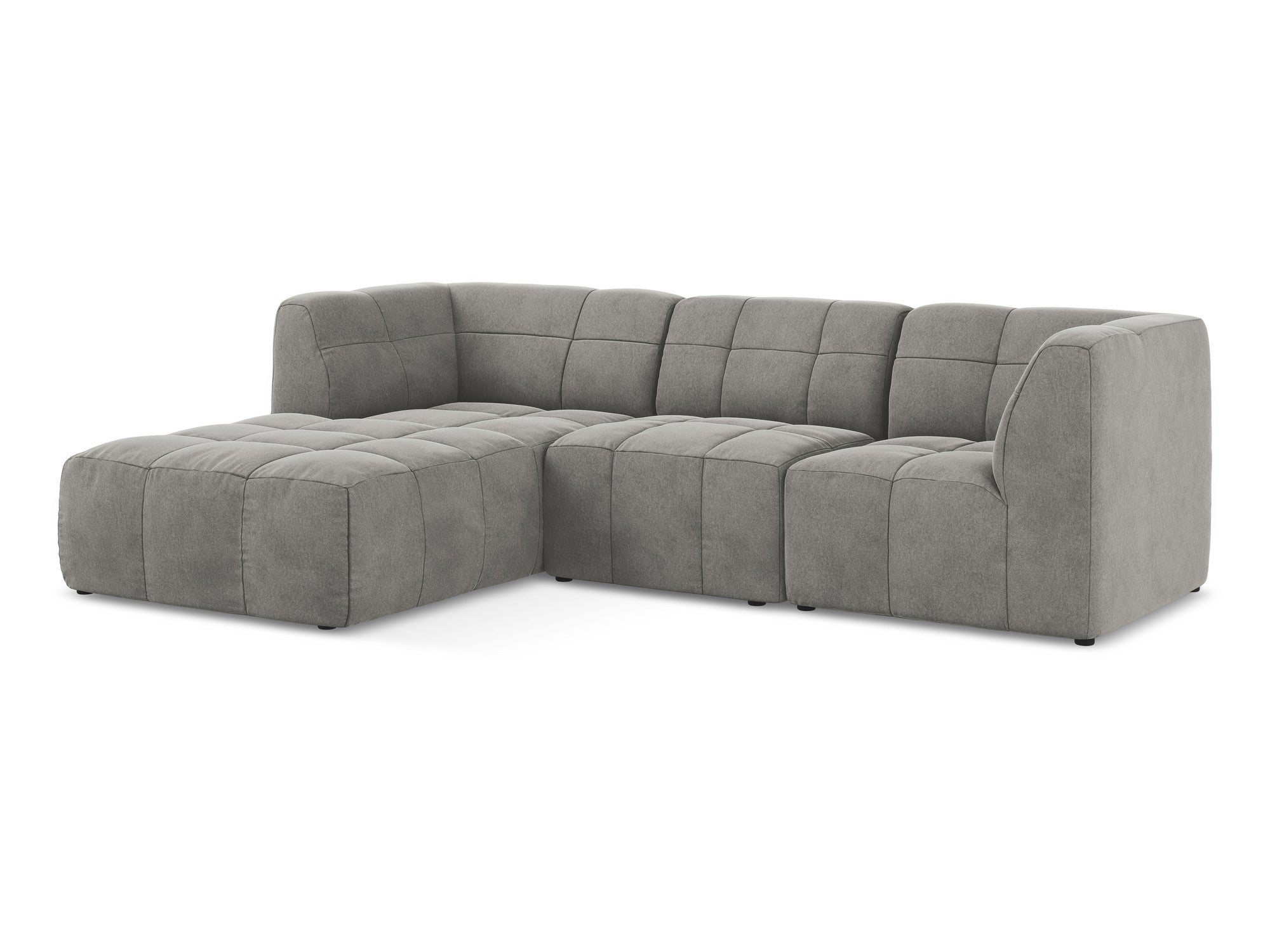 Left-facing velvet modular sofa for 3 people ALOHA gray
