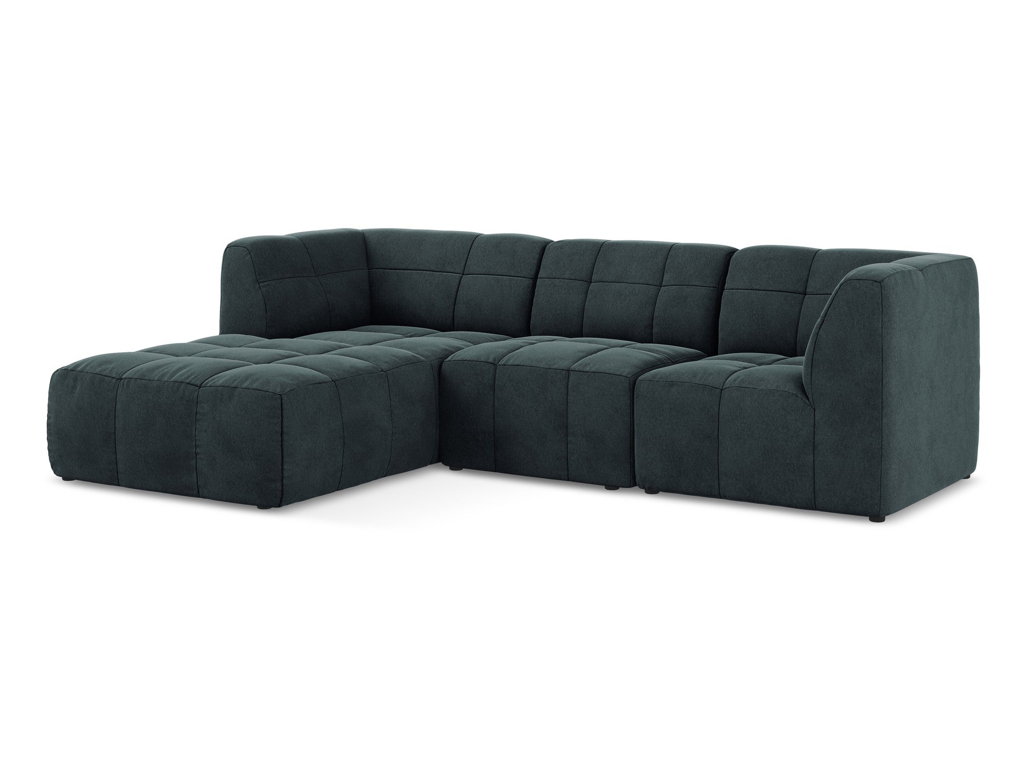 Left-facing velvet modular sofa for 3 people ALOHA in sea green