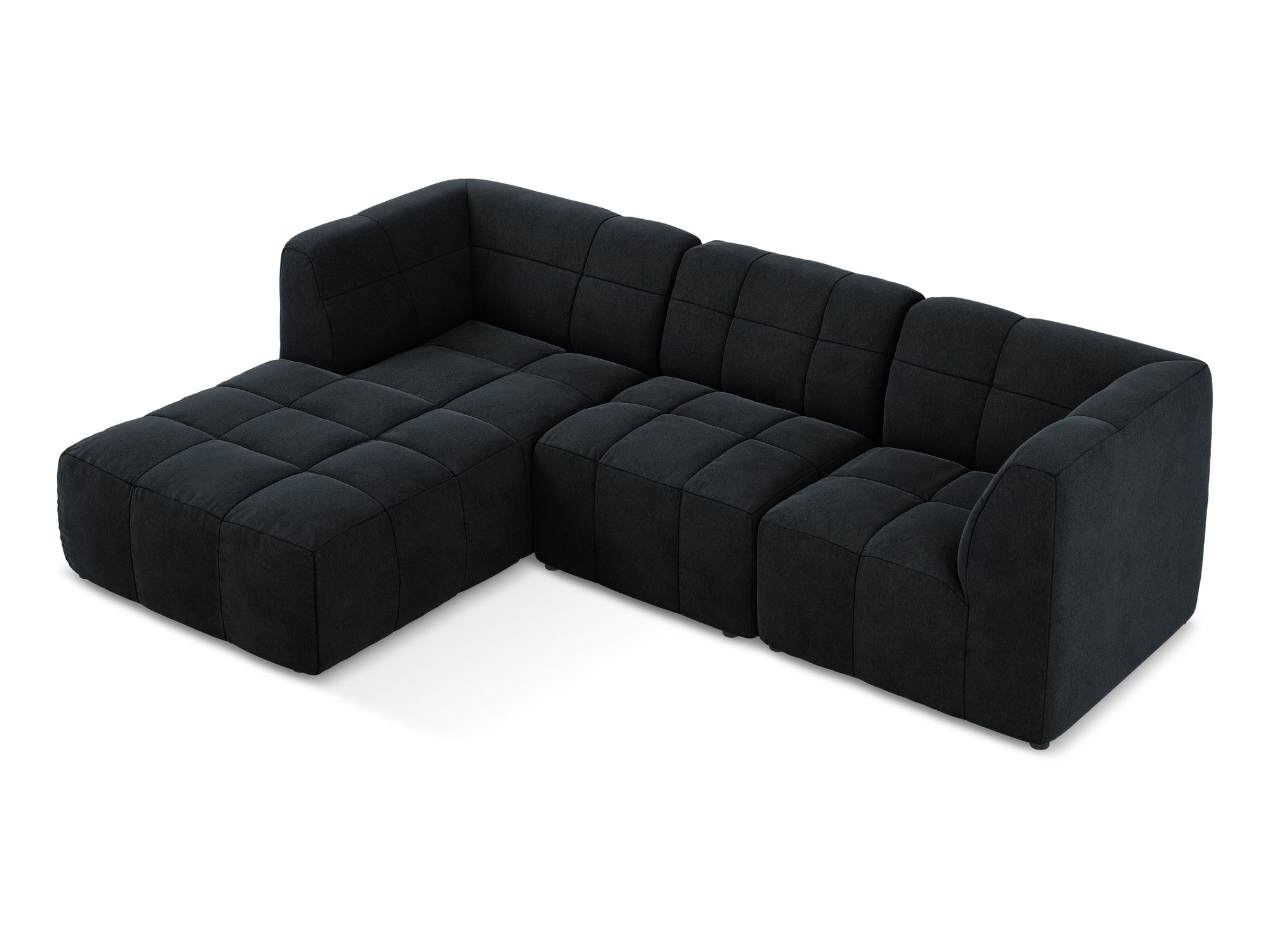 Left-facing velvet modular sofa for 3 people ALOHA in royal blue