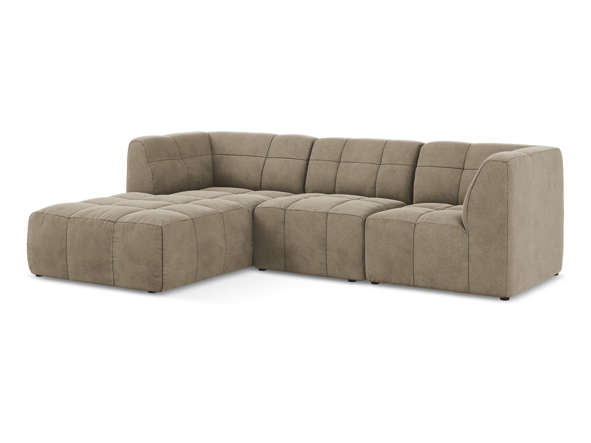 Left-facing velvet modular sofa for 3 people ALOHA beige