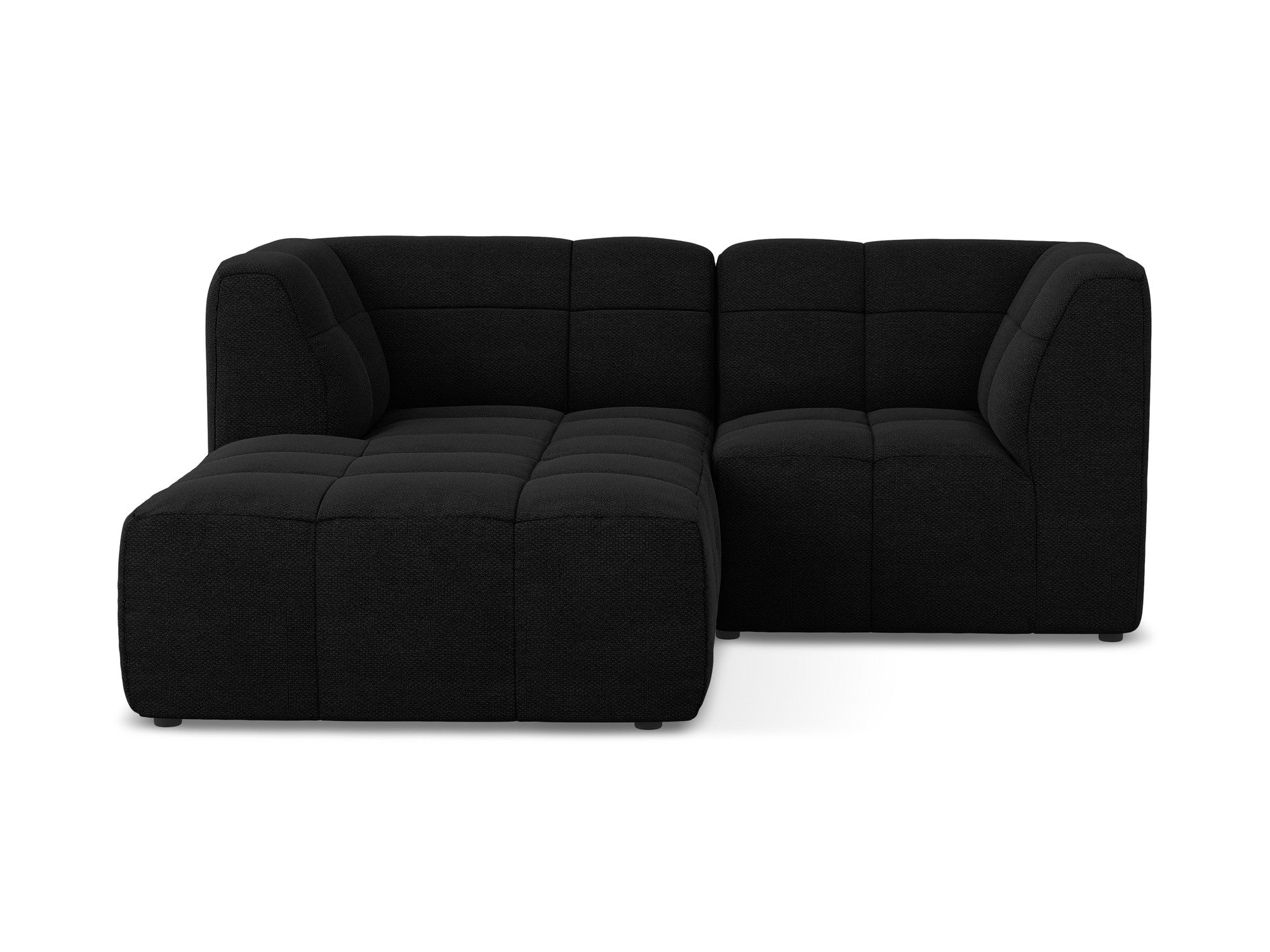 Left-facing modular 2-seater sofa ALOHA black boucle
