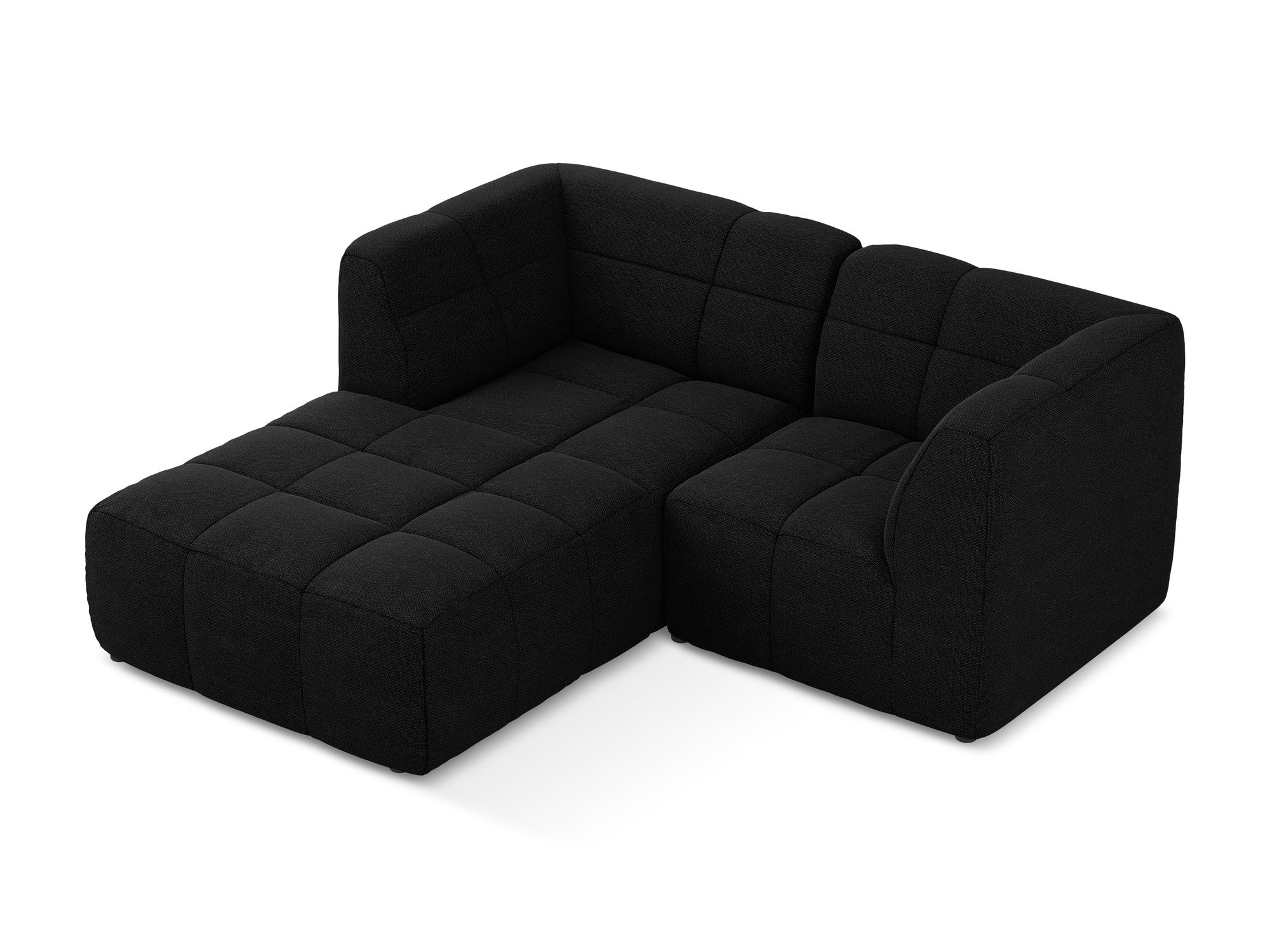 Left-facing modular 2-seater sofa ALOHA black boucle