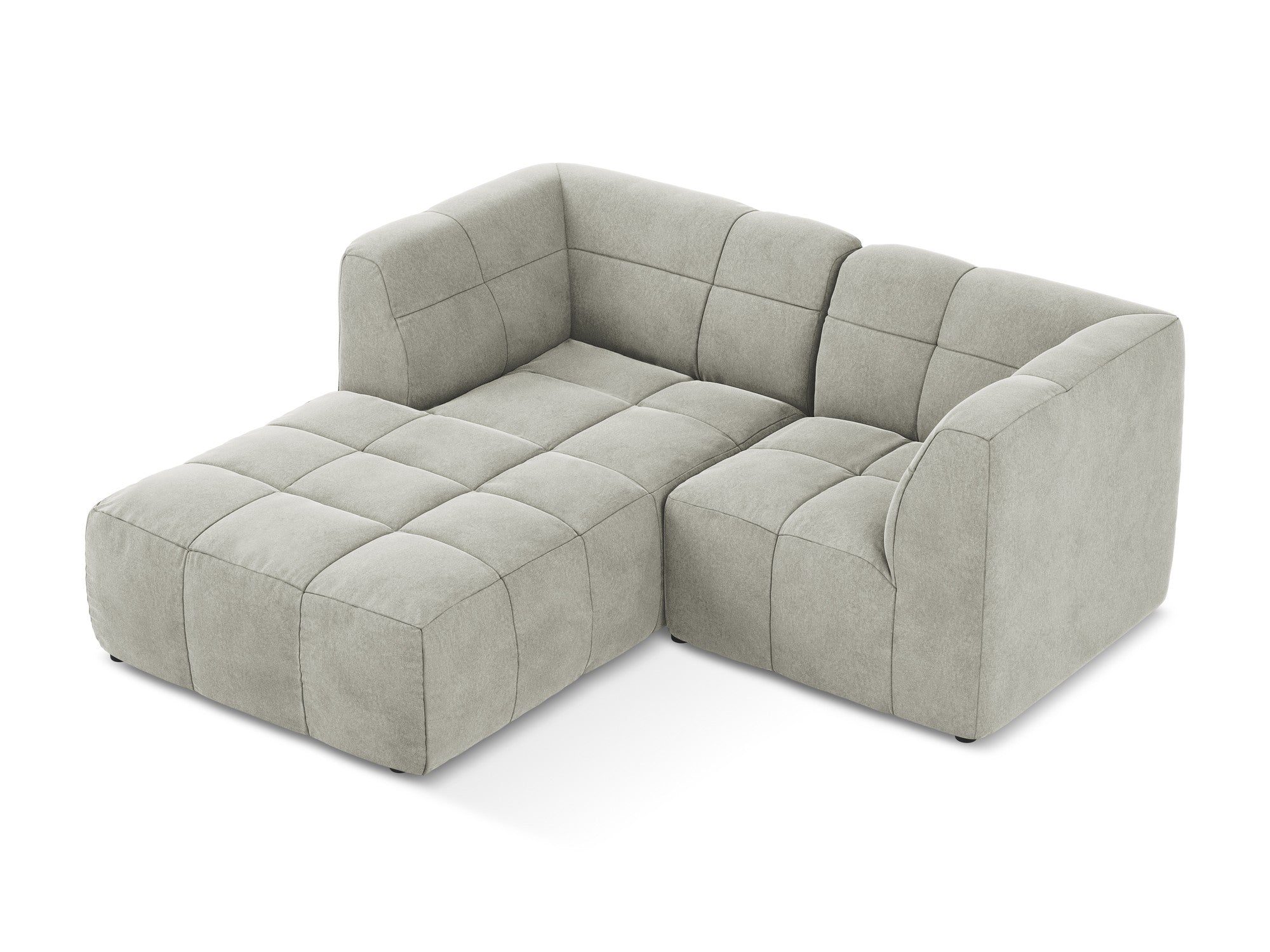 Modulární sametový rohový dvoumístný ALOHA světle šedý