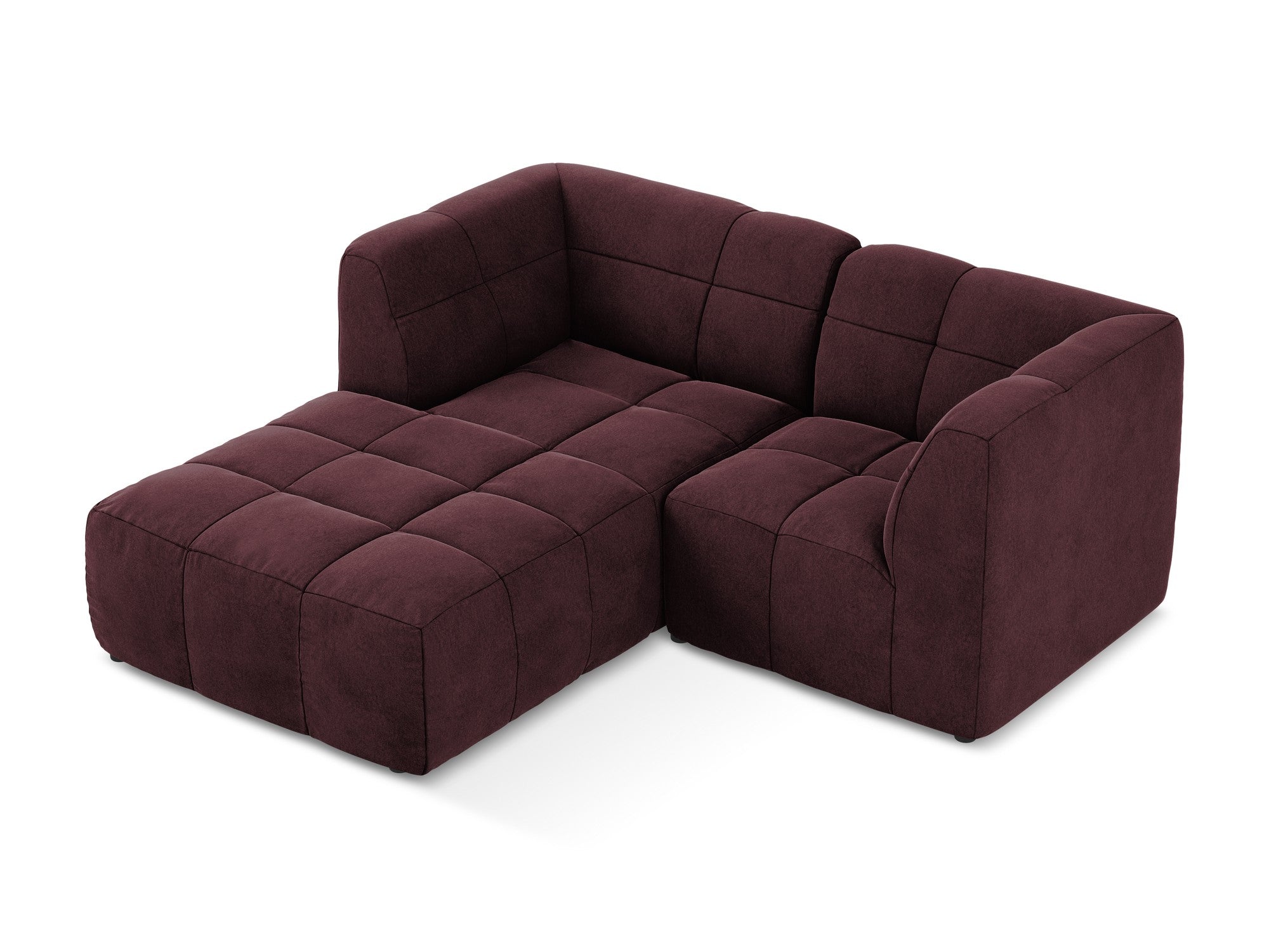 Left-facing velvet modular sofa for 2 people ALOHA in burgundy
