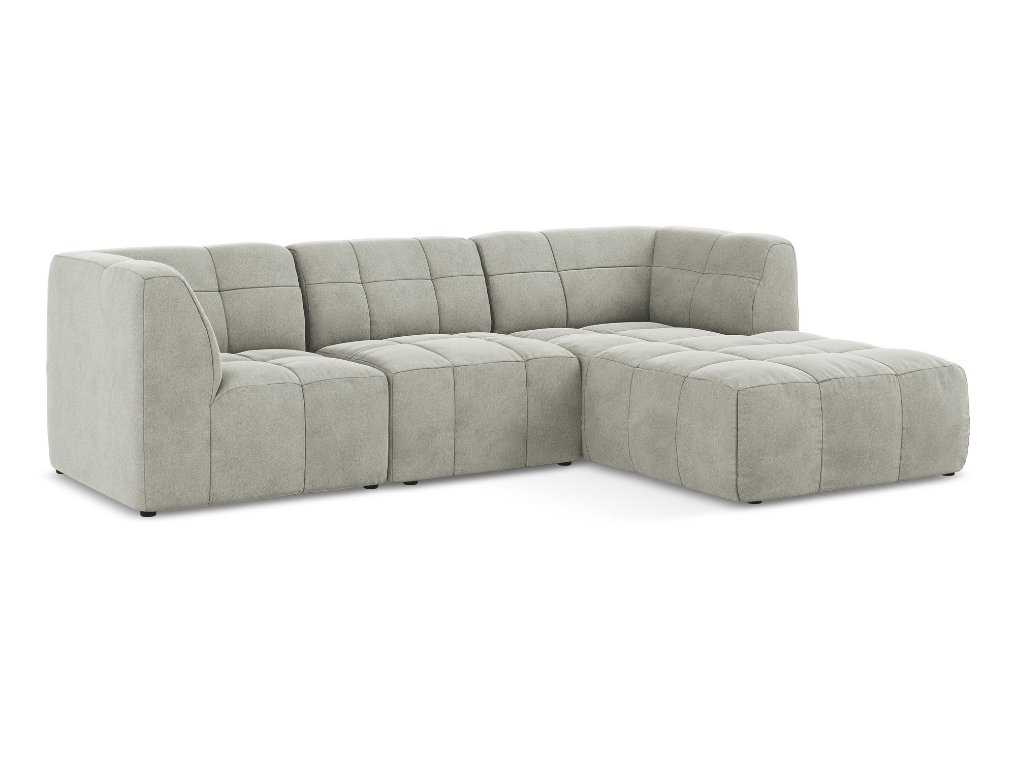 Right-facing velvet modular sofa for 3 people ALOHA light gray