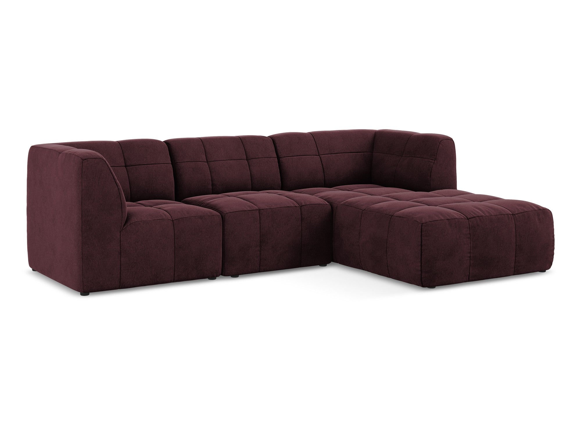 Right-facing velvet modular sofa for 3 people ALOHA in burgundy