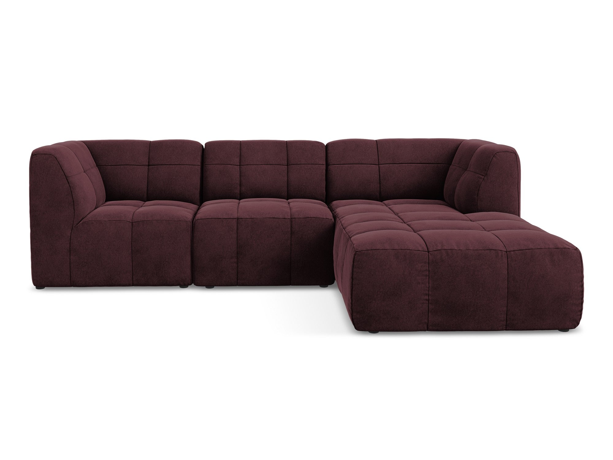 Right-facing velvet modular sofa for 3 people ALOHA in burgundy