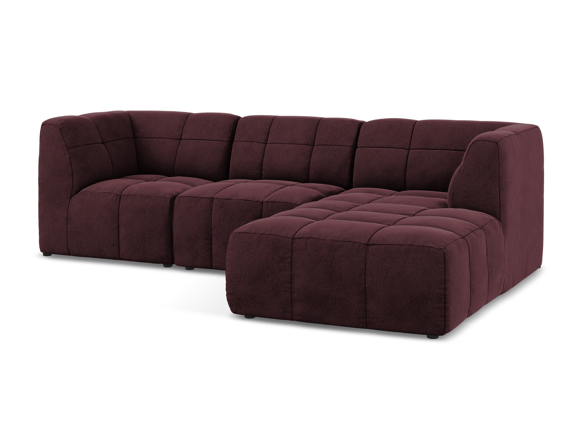 Right-facing velvet modular sofa for 3 people ALOHA in burgundy