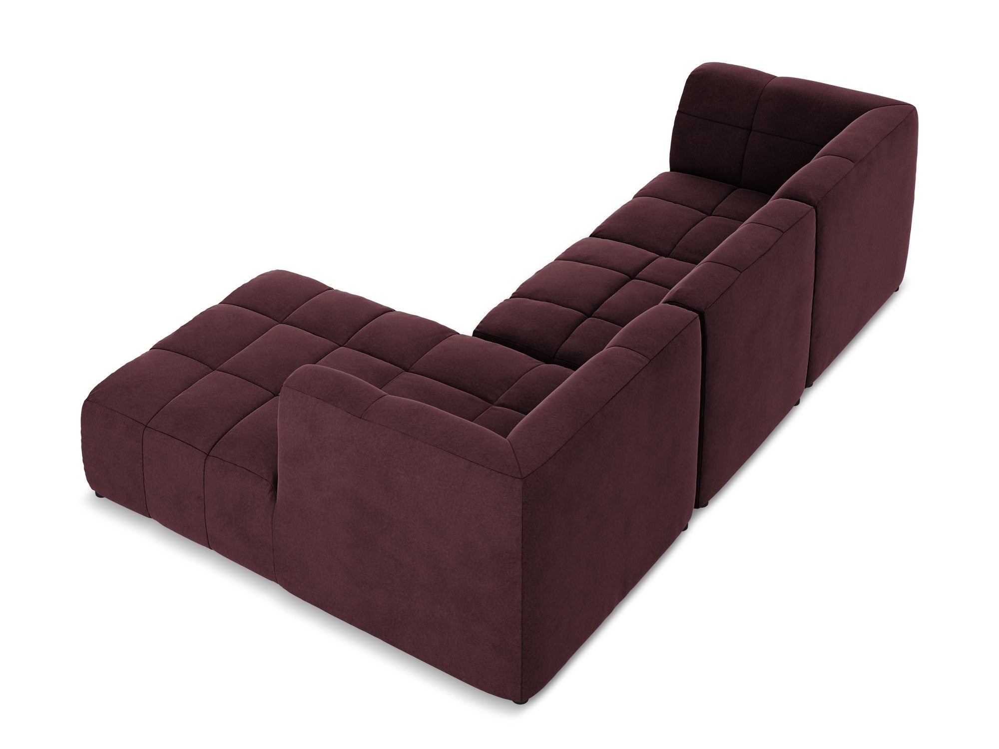 Right-facing velvet modular sofa for 3 people ALOHA in burgundy