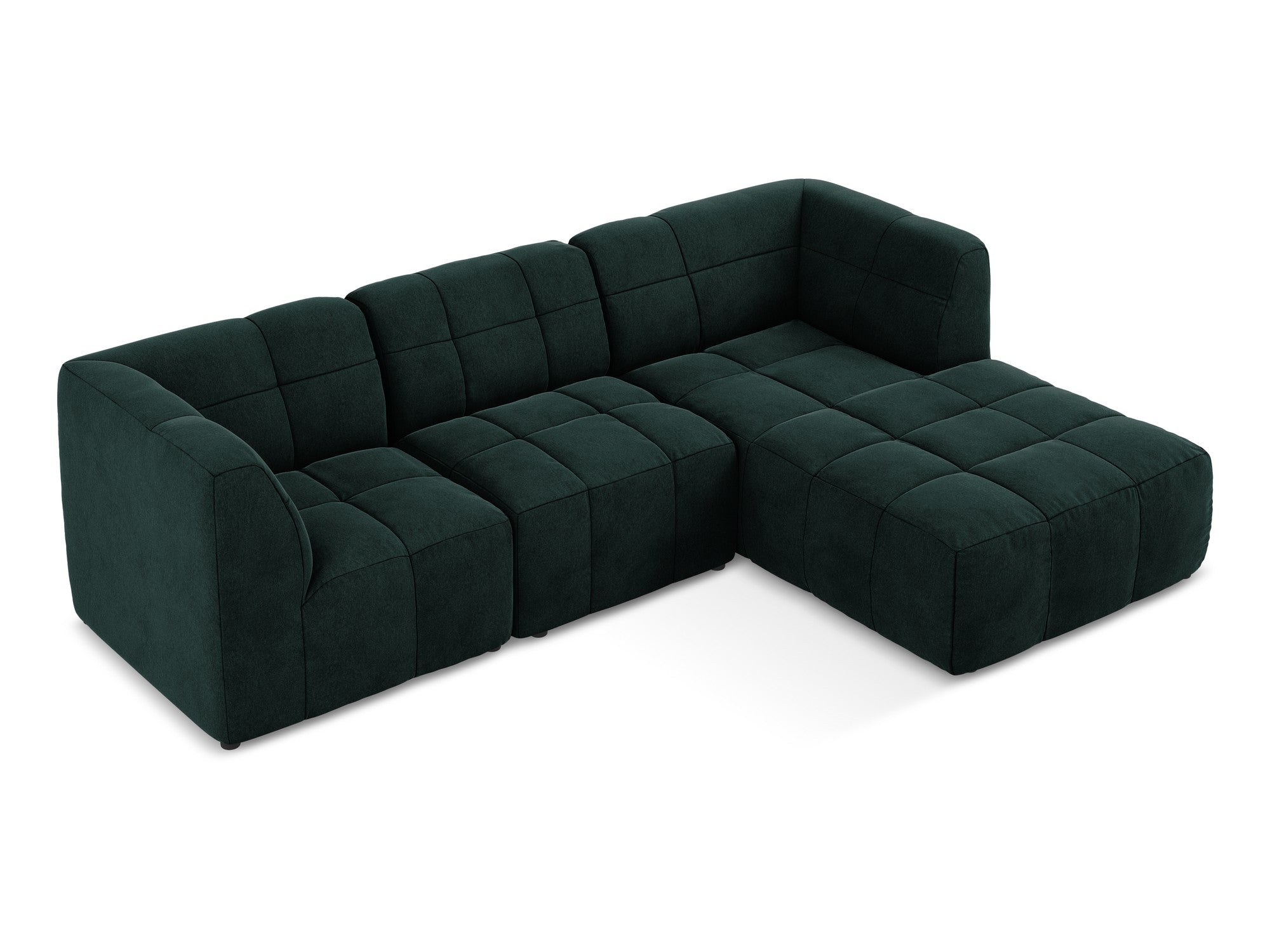 Right-facing velvet modular sofa for 3 people ALOHA in gray-green
