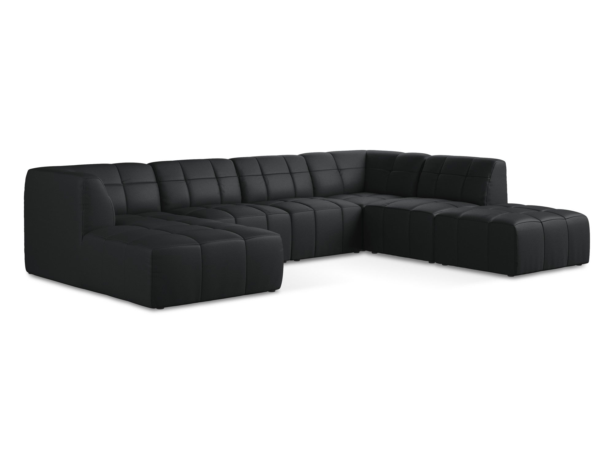 Modular panoramic corner sofa ALOHA black eco-leather