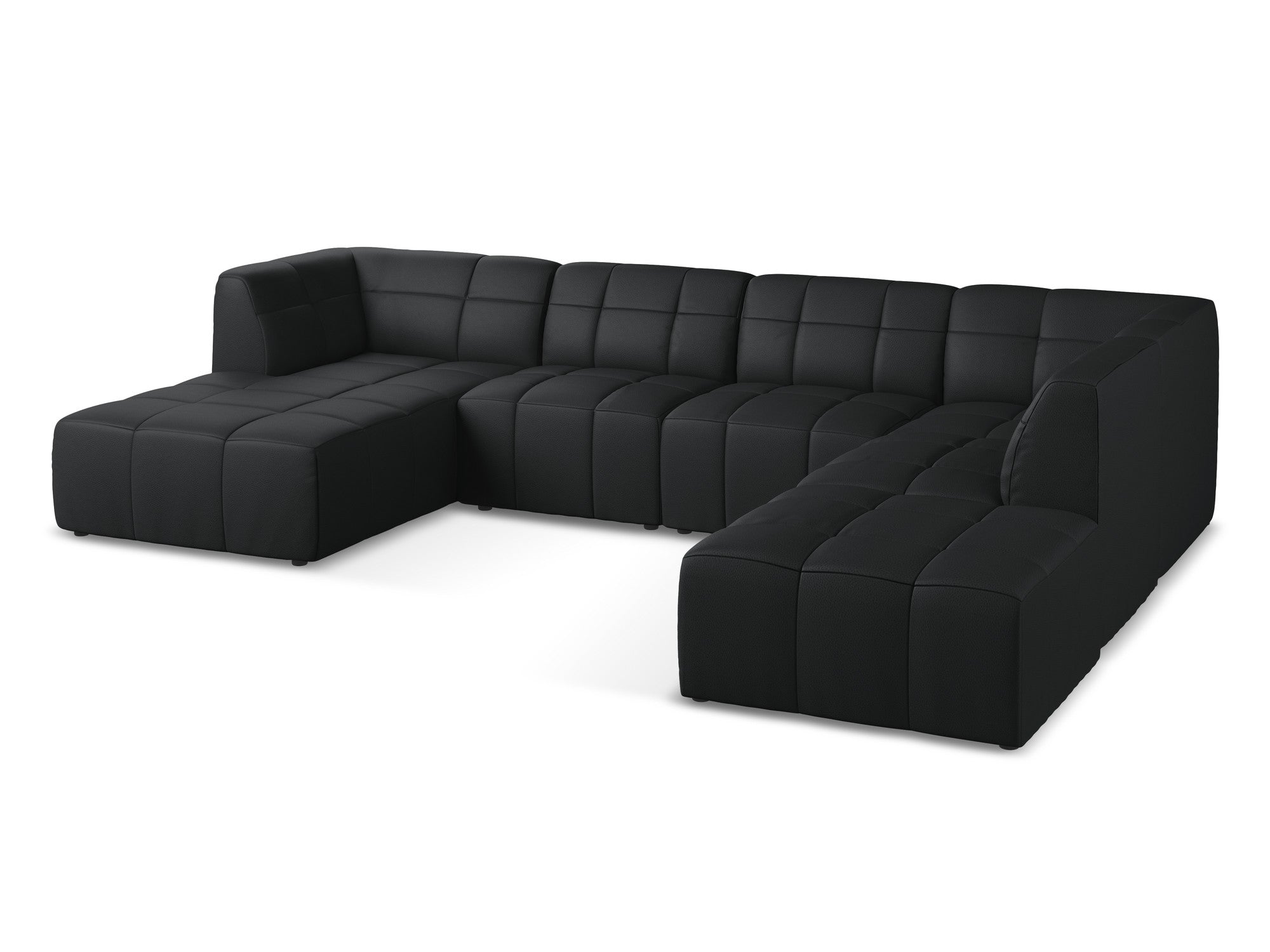 Modular panoramic corner sofa ALOHA black eco-leather