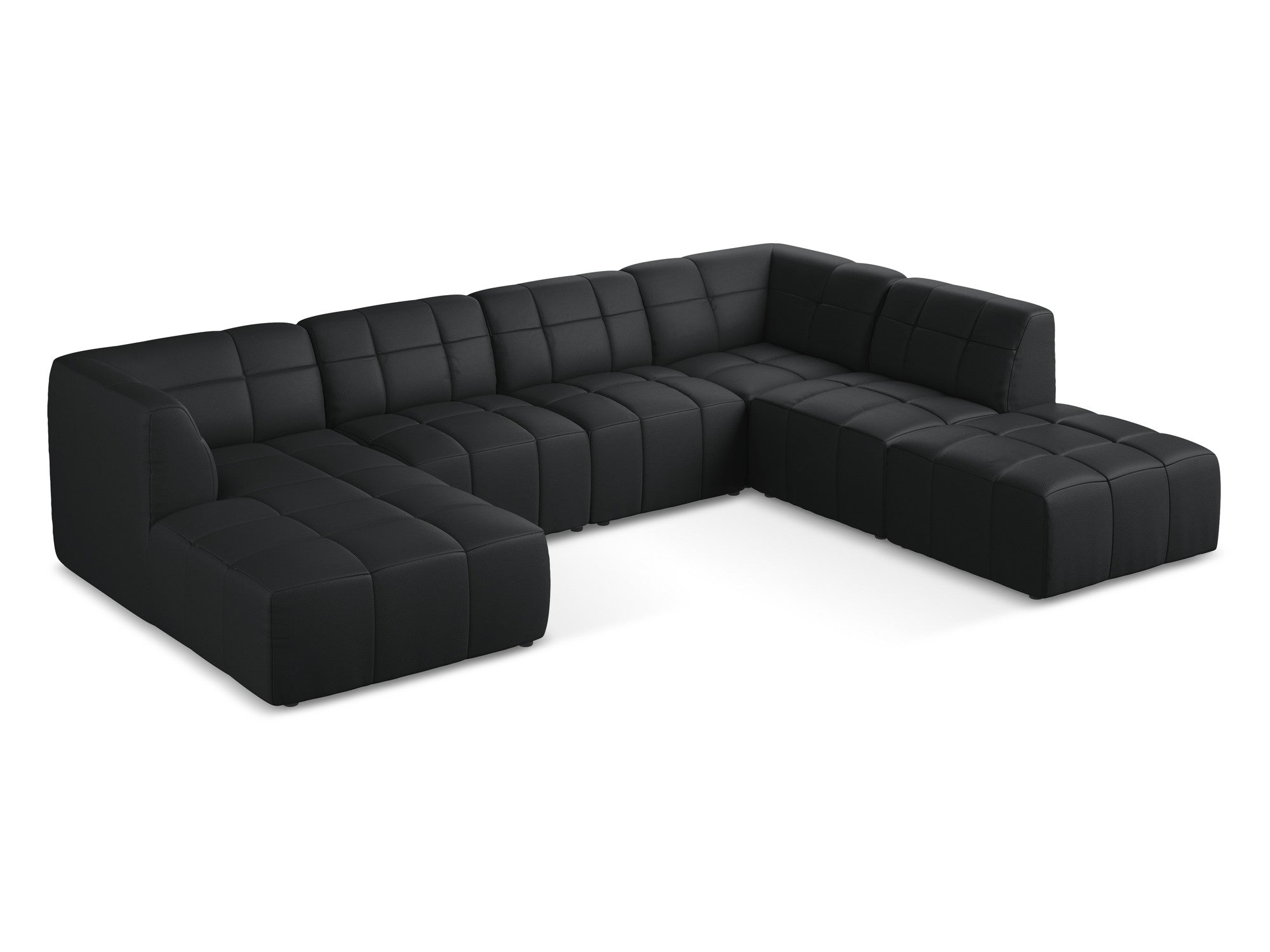 Modular panoramic corner sofa ALOHA black eco-leather