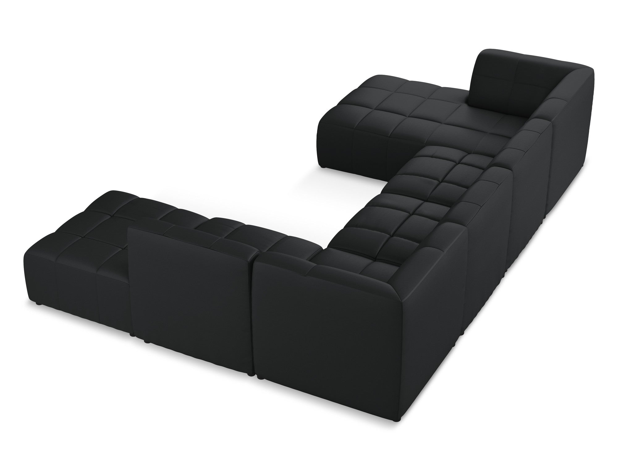 Modular panoramic corner sofa ALOHA black eco-leather