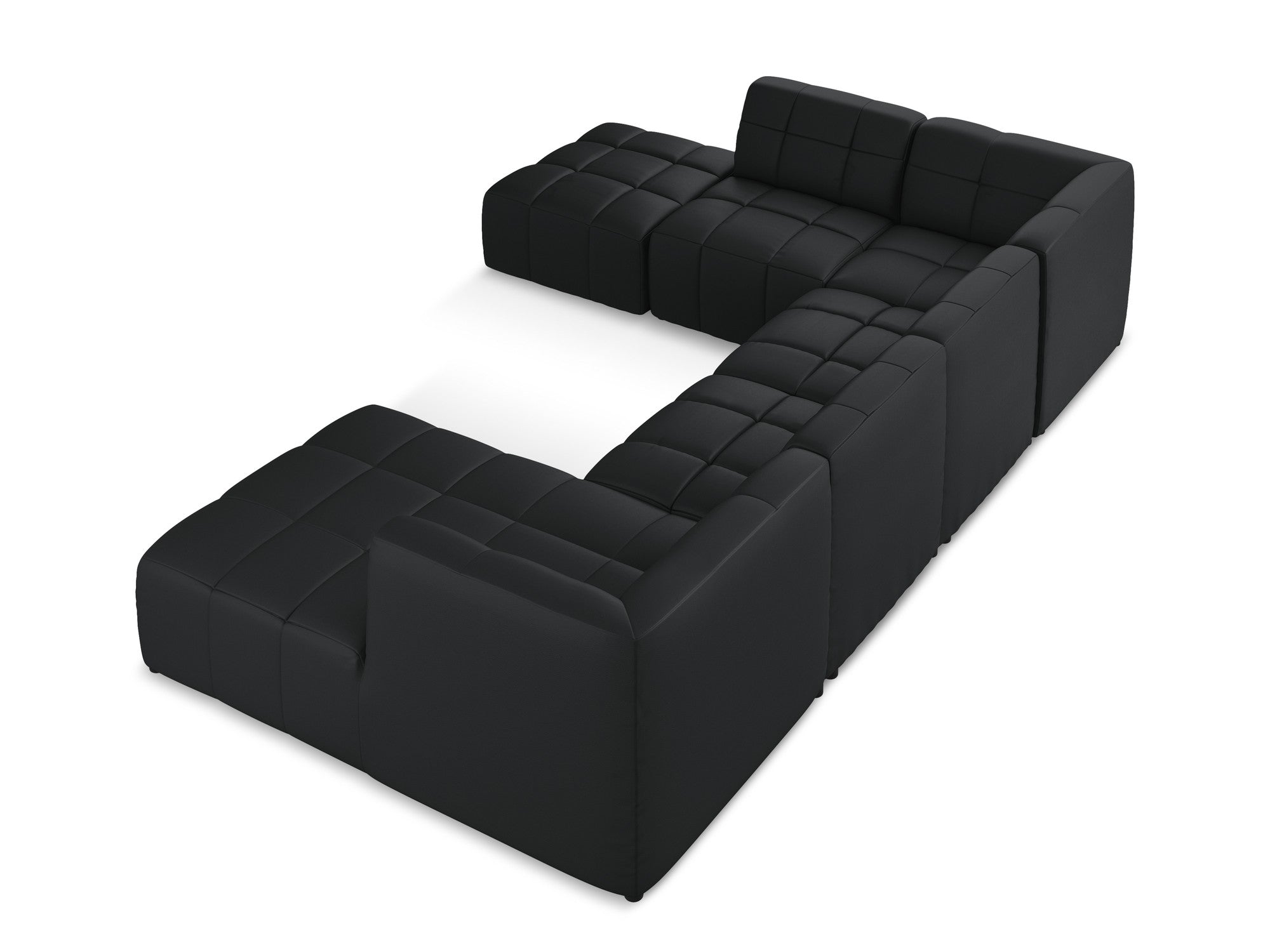 Modular panoramic corner sofa ALOHA black eco-leather