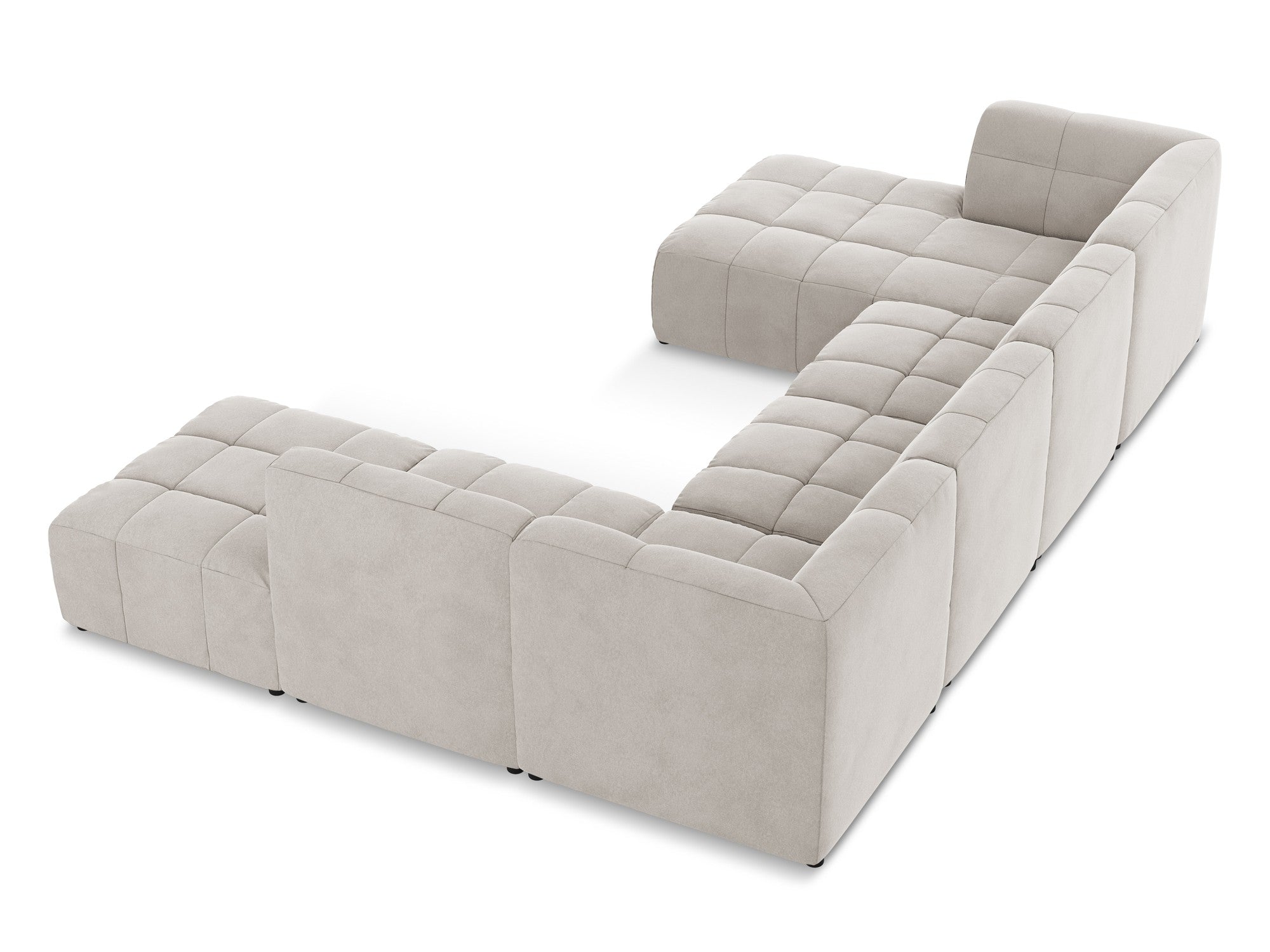 Modular Panoramic Velvet Corner Sofa ALOHA Light Beige