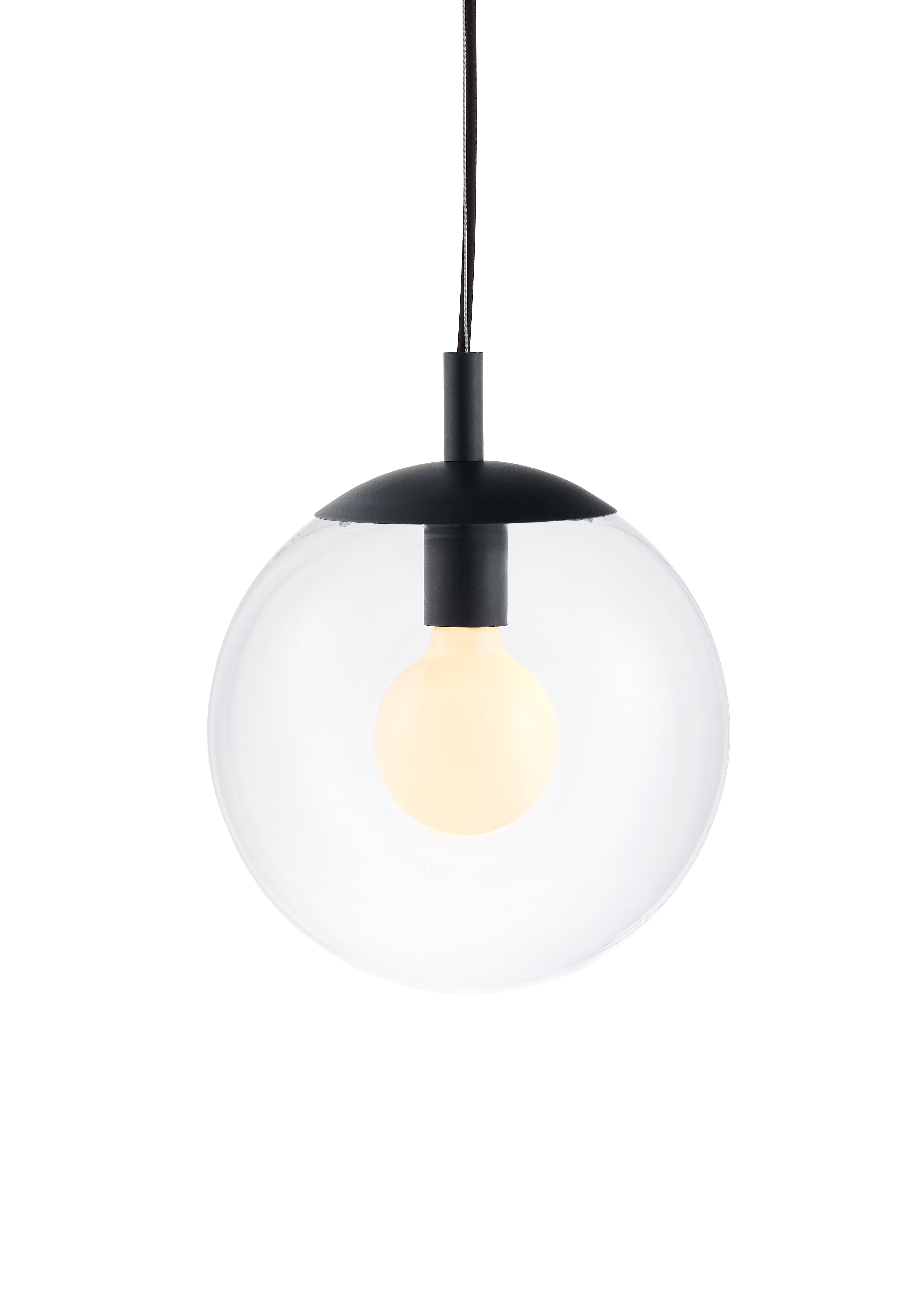 Stropní lampa ALUR 2 průhledné sklo s černým povrchem