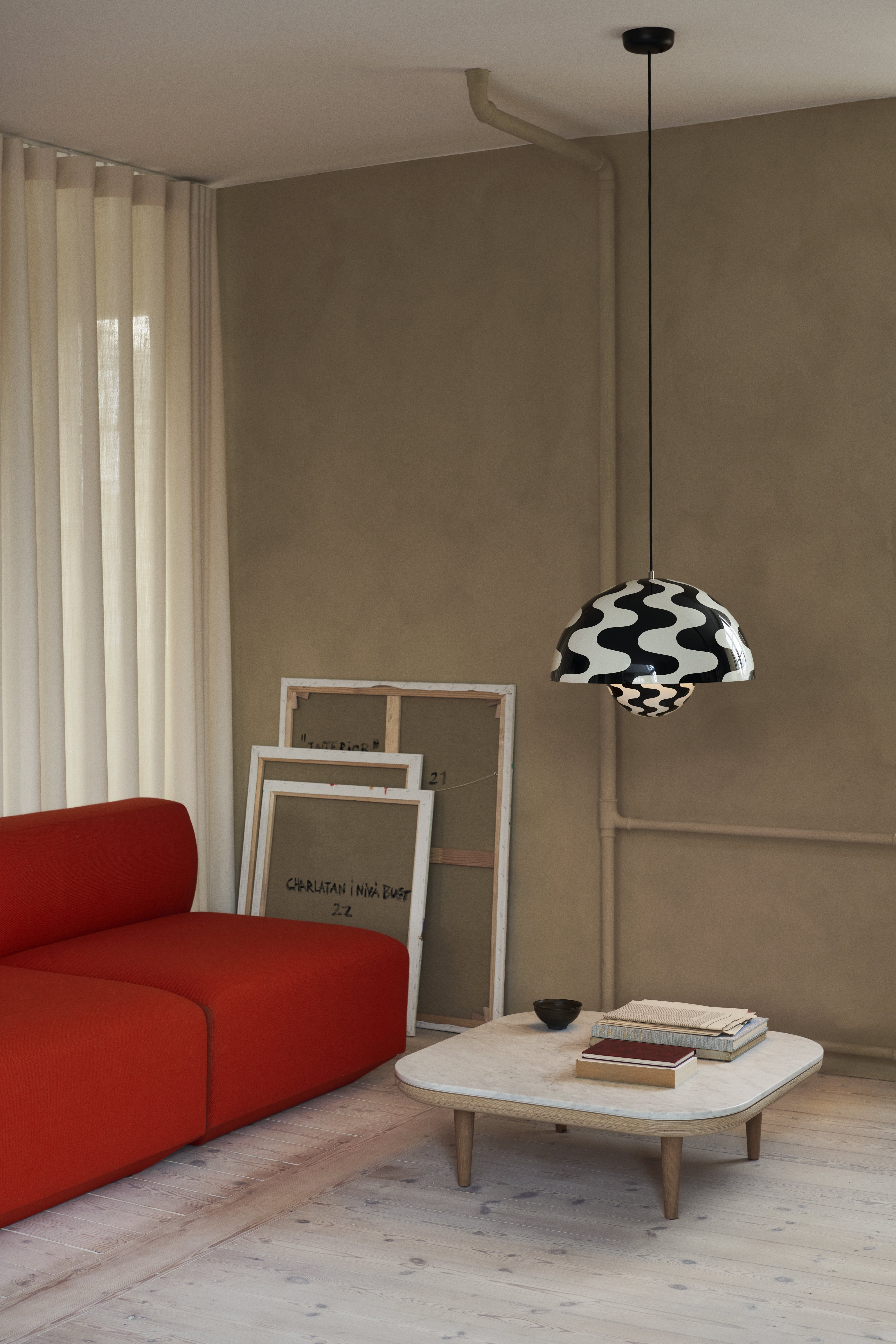 Lampa visící FLOWERPOT VP2 s bílou a černou vzorovanou úpravou
