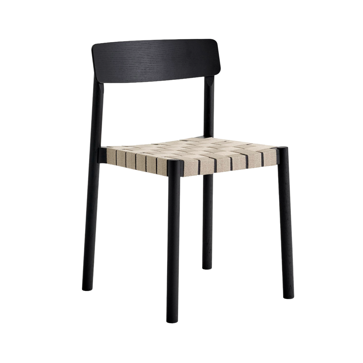 Chair BETTY TK1 beige woven seat with black lacquered ash