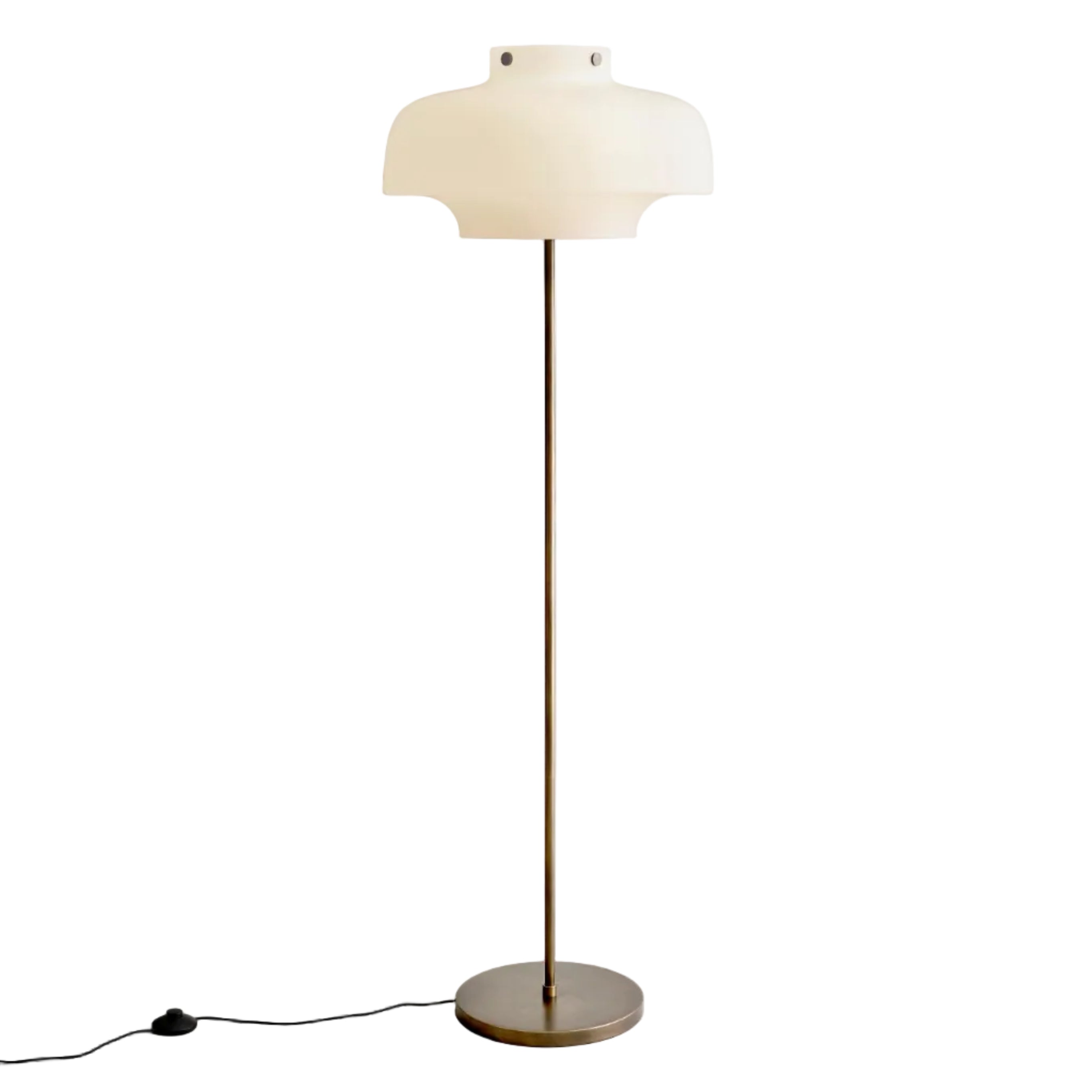 Podlahová lampa COPENHAGEN SC14 s opálovým stínidlem a bronzově mosazným podstavcem