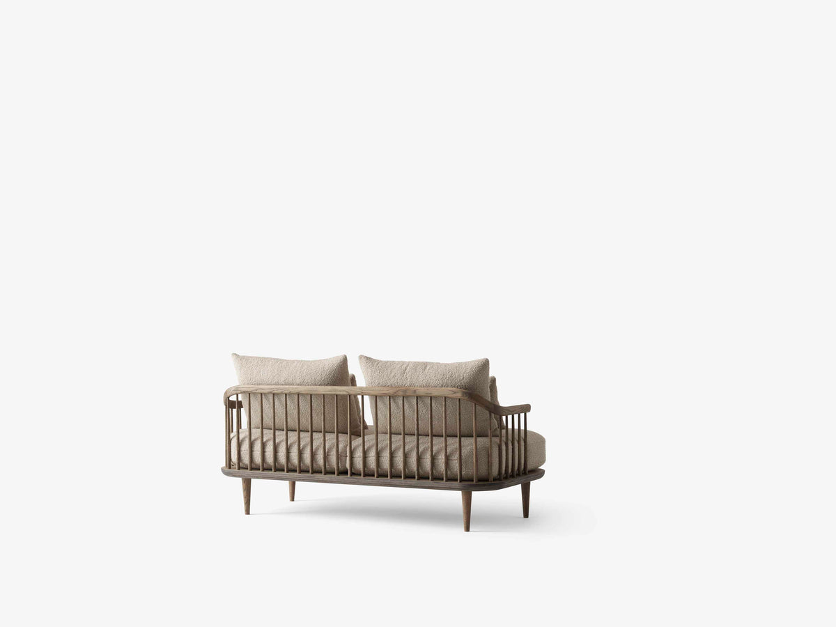 Sofa pro 2 osoby FLY SC2 čalouněná s kouřovým dubovým podstavcem