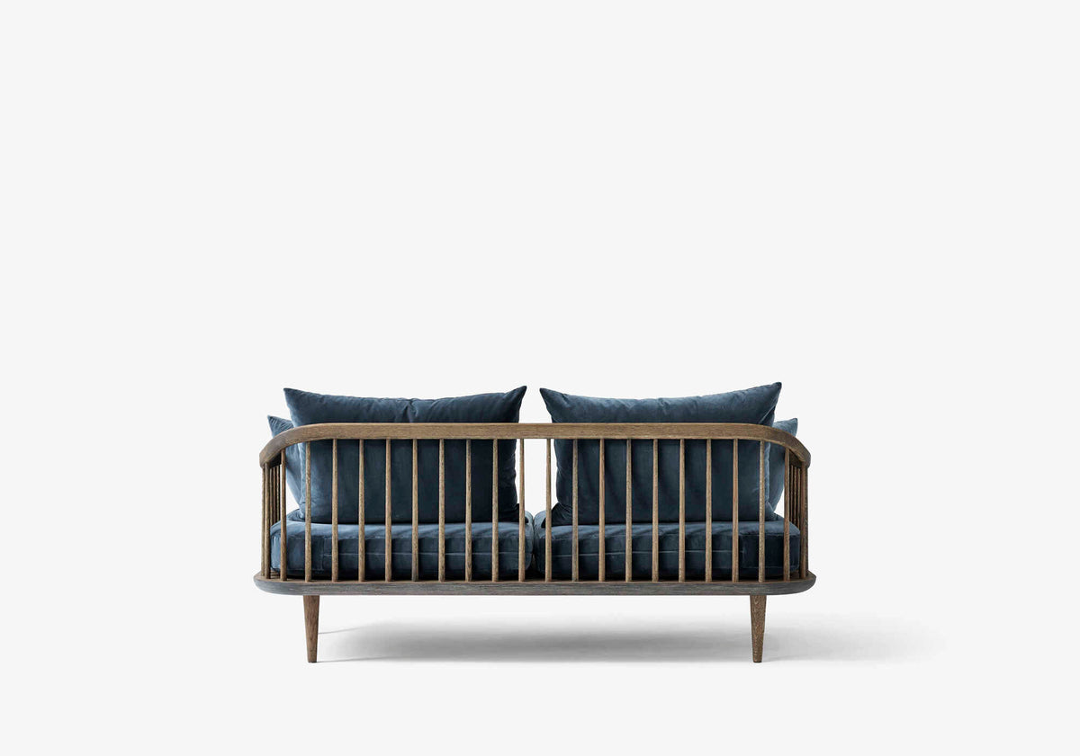 Sofa pro 2 osoby FLY SC2 čalouněná s kouřovým dubovým podstavcem