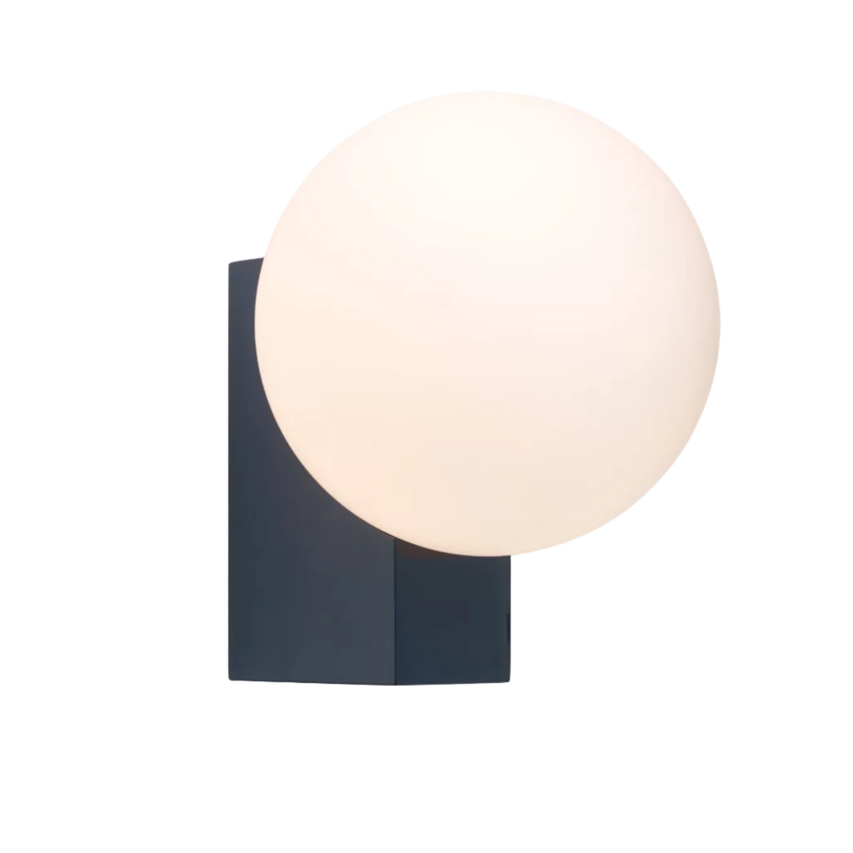 Nástěnná lampa JOURNEY SH2 se skleněným stínidlem a tmavě modrou základnou.