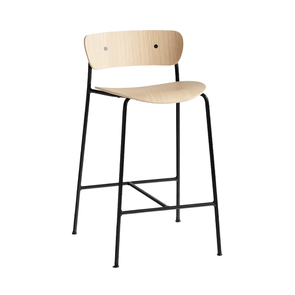 Hoker s opěradlem PAVILION lakovaný dub s černou ocelovou základnou