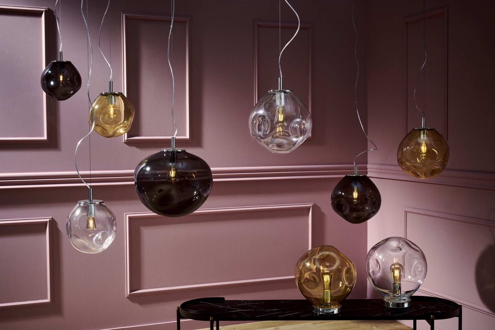 AVIA pendant lamp transparent with silver finish