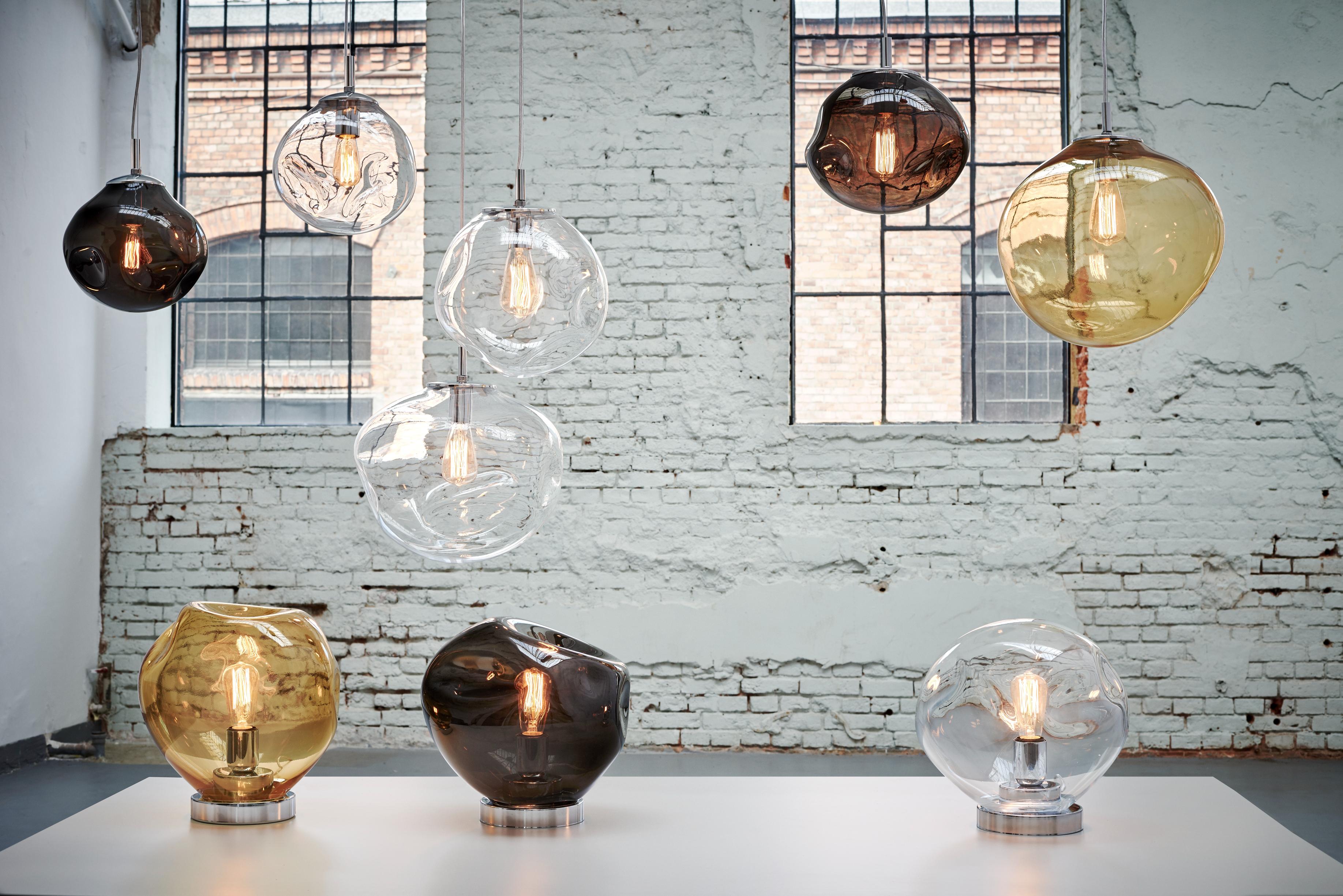 AVIA pendant lamp in smoky black with silver finish