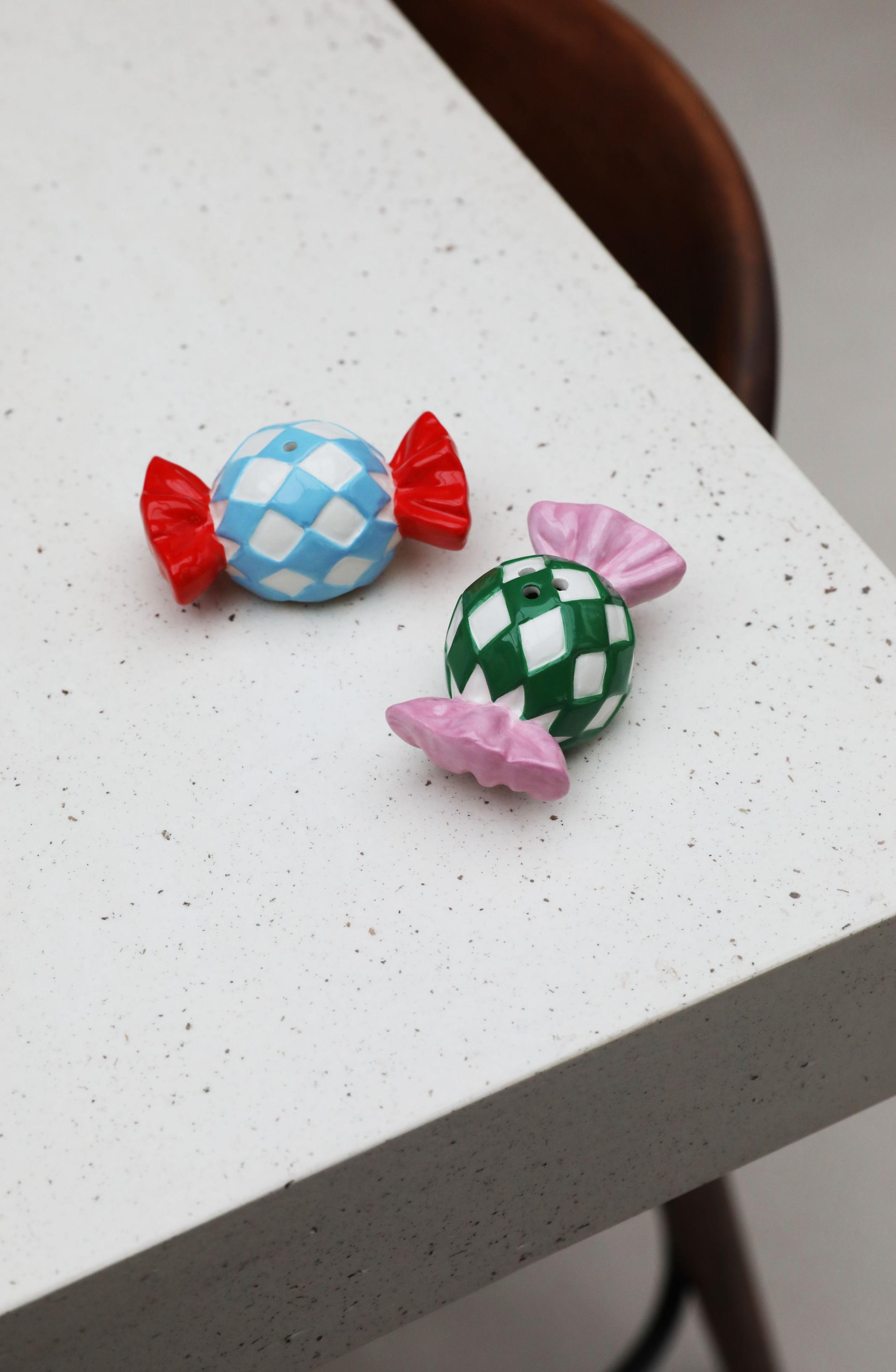 Solnička a pepřenka CANDY CHECK barevná porcelán