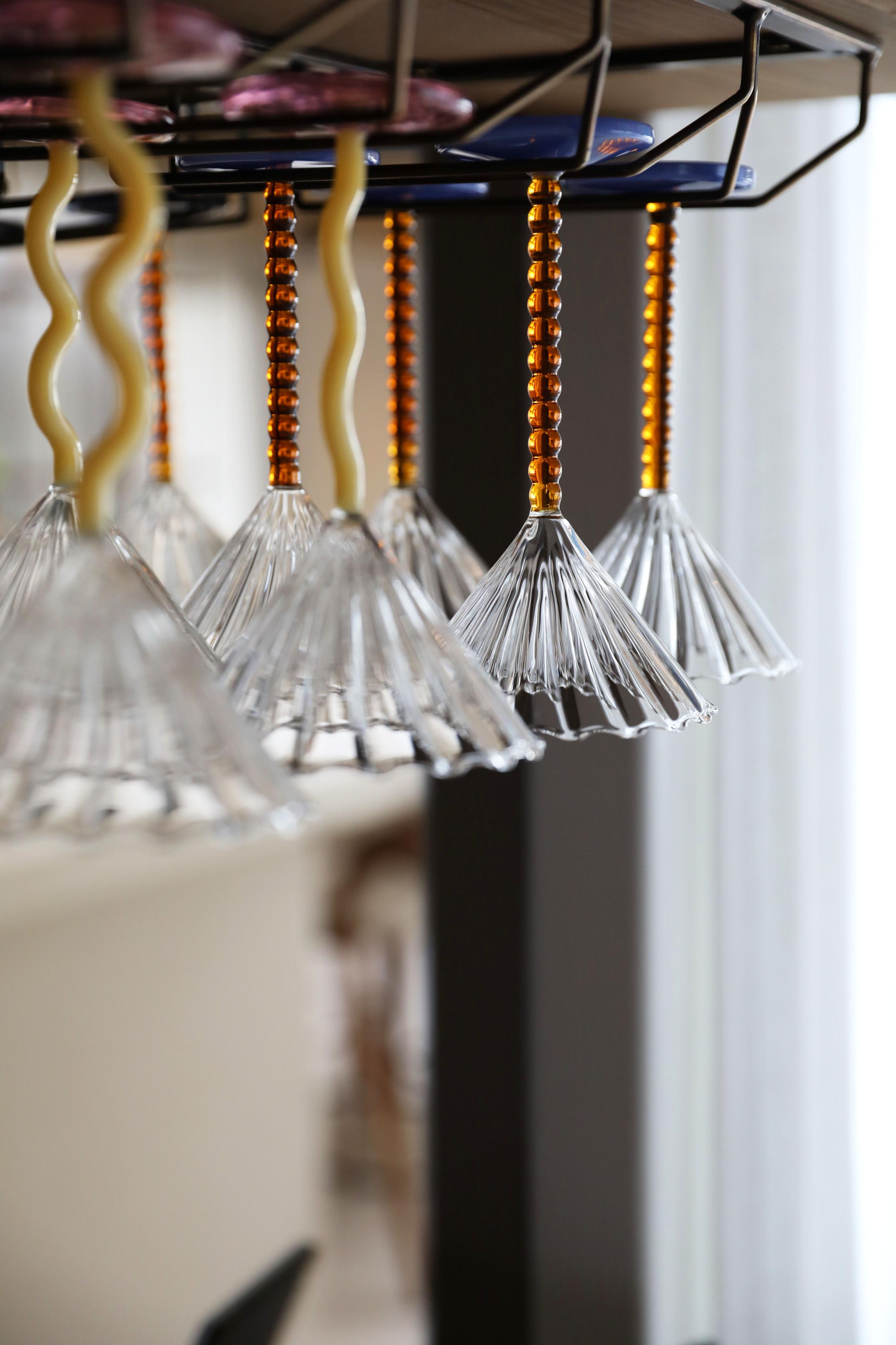 Sada skleněných pohárů PERLE jantarová s modrou