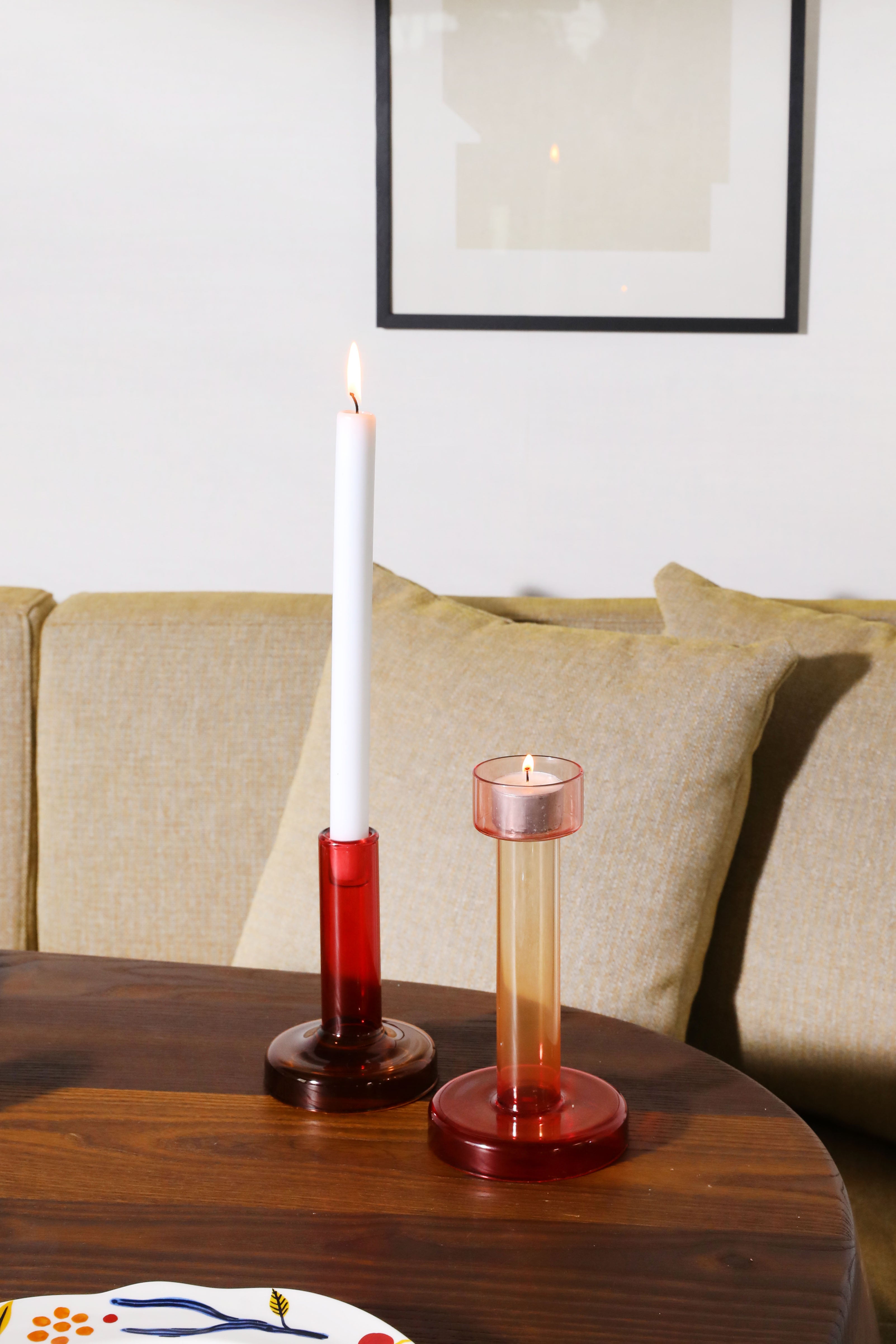 Svícen na tealight BOLE červený s růžovým