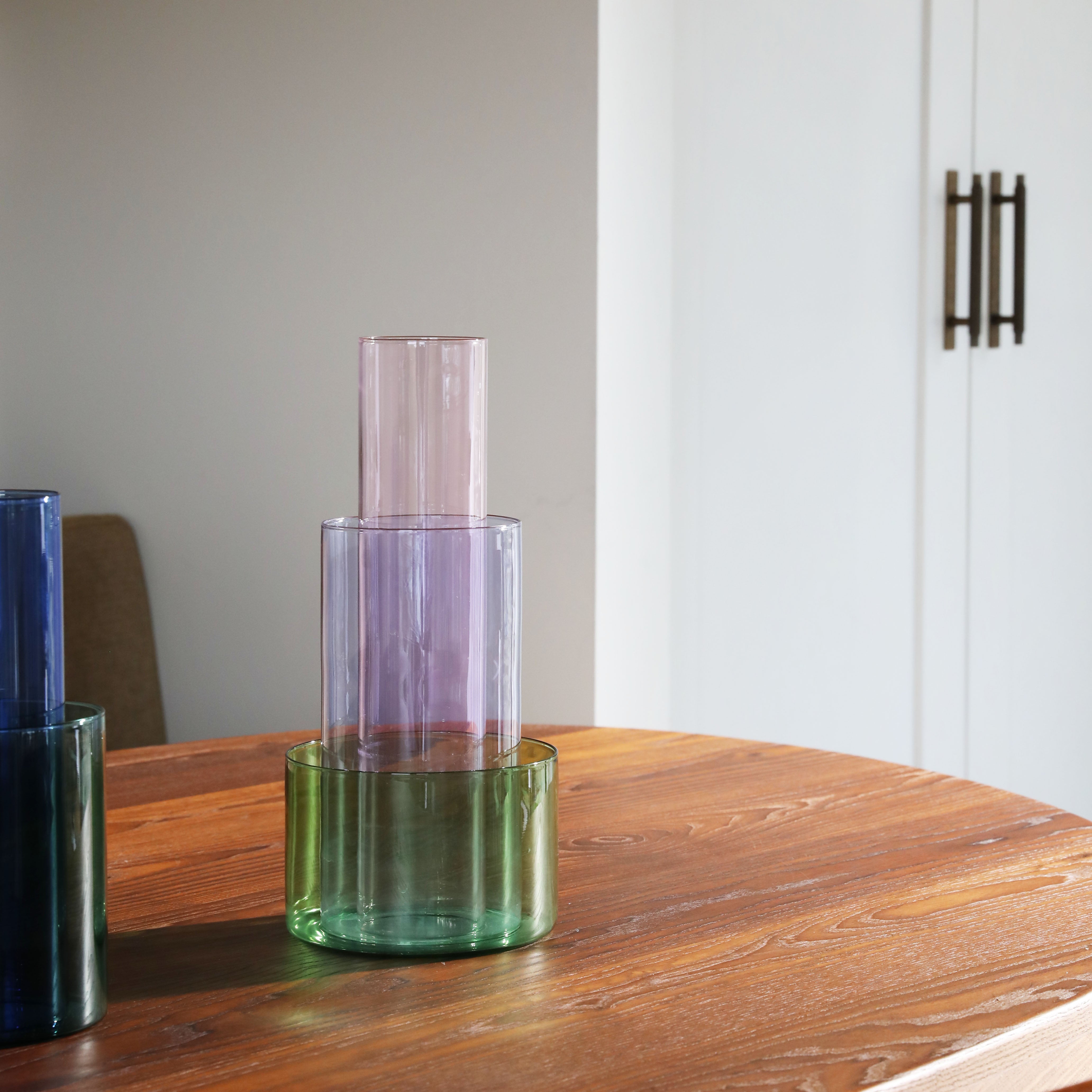 Váza AMPHI růžová s fialovou a zelenou