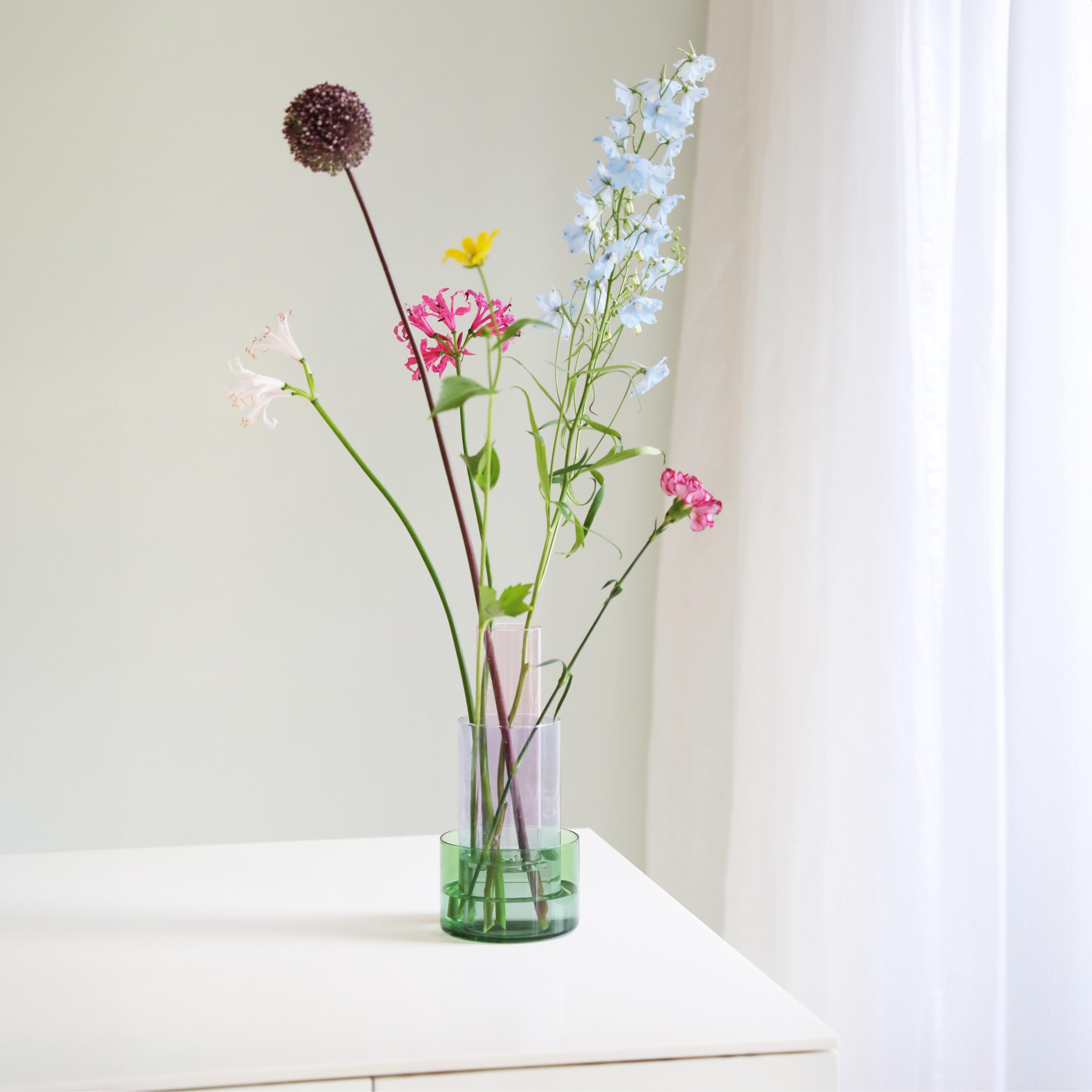 Váza AMPHI růžová s fialovou a zelenou